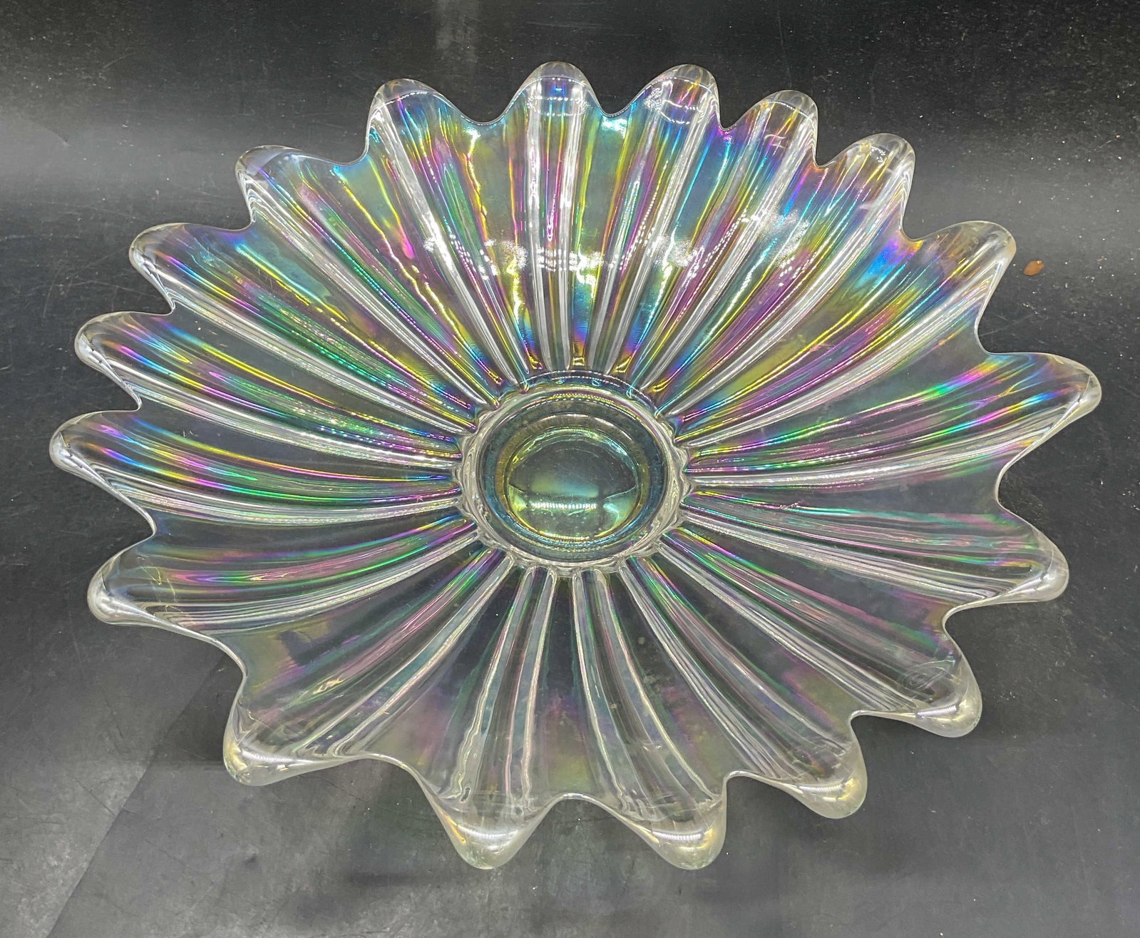 Iridescent Carnival Glass Centerpiece Bowl (1 of 6)