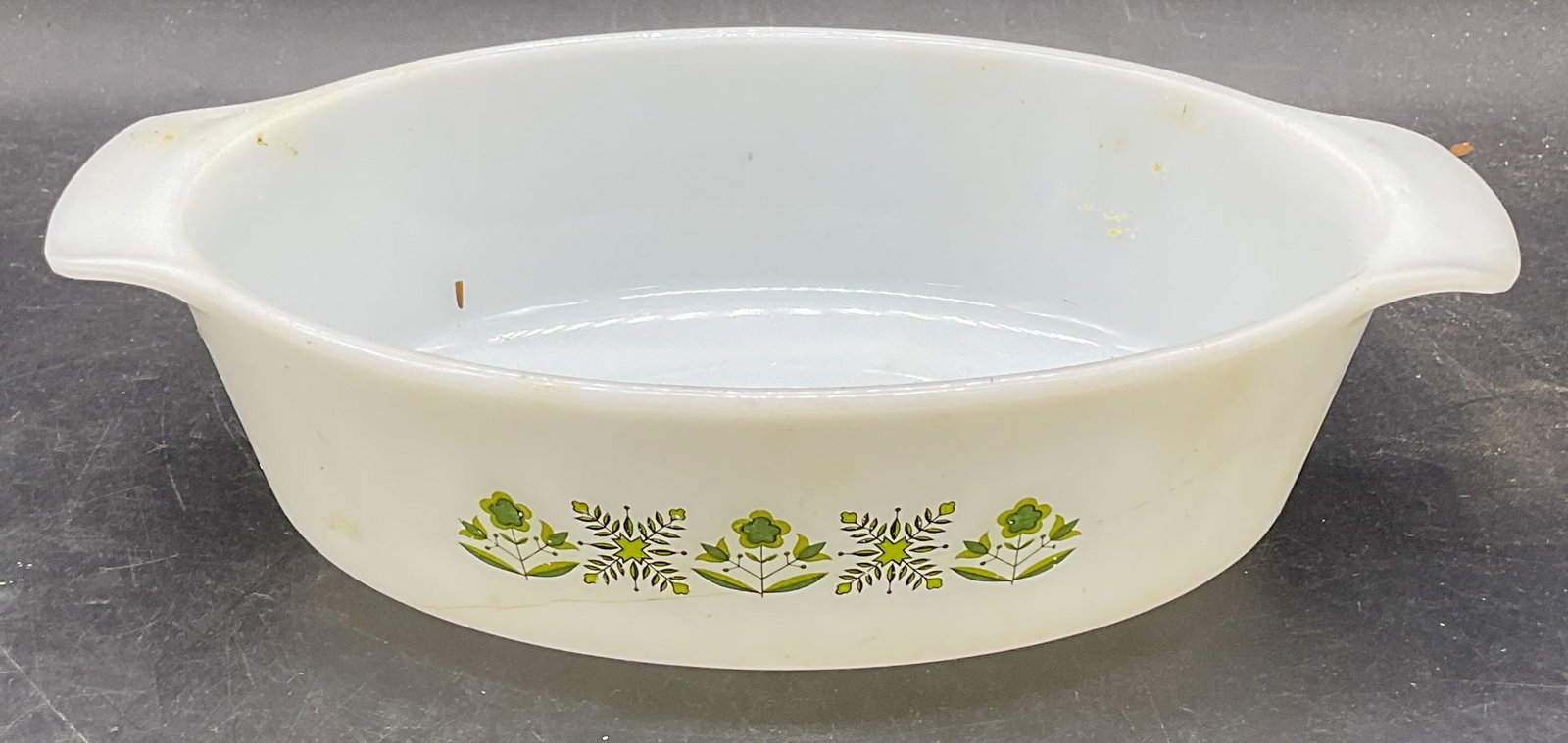 Vintage Milk Glass Flower Casserole Dish USA (1 of 7)