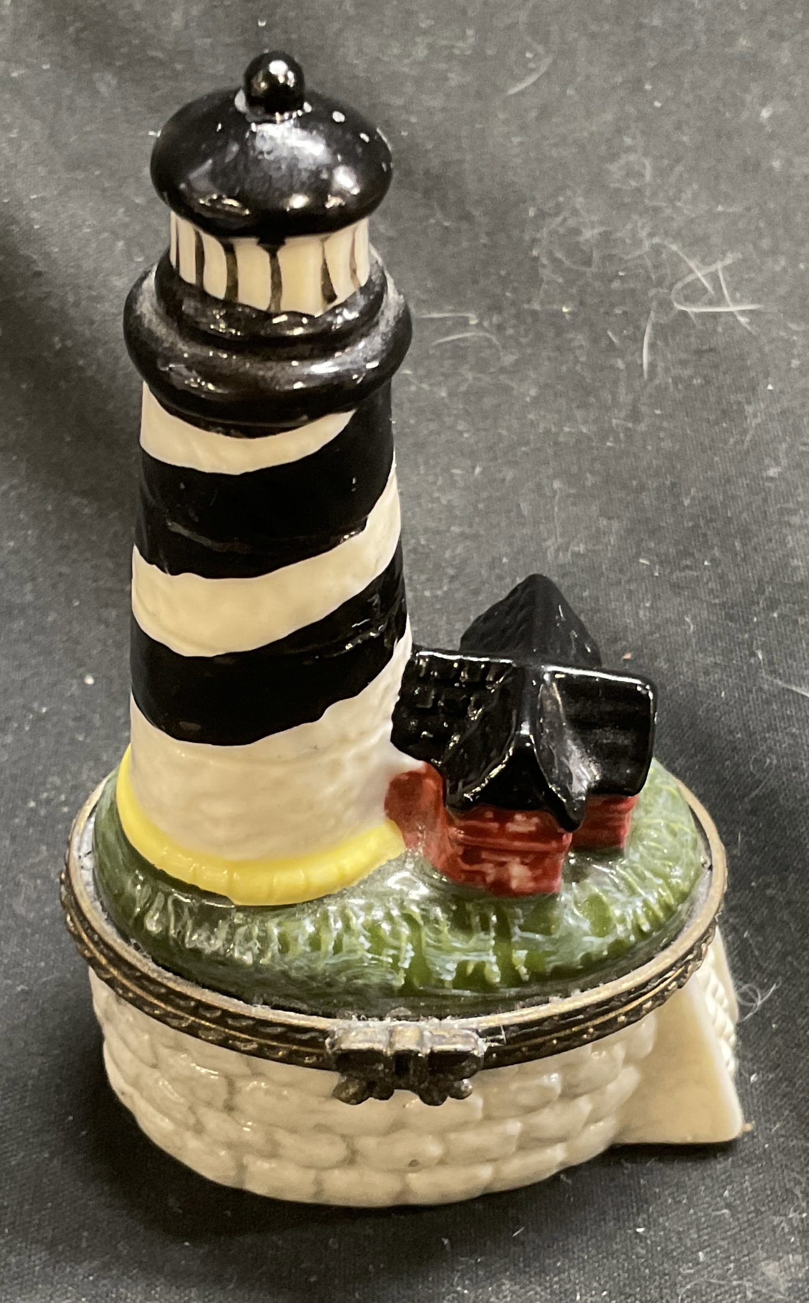 VINTAGE Hand-Painted Porc Lighthouse Trinket Box (1 of 9)