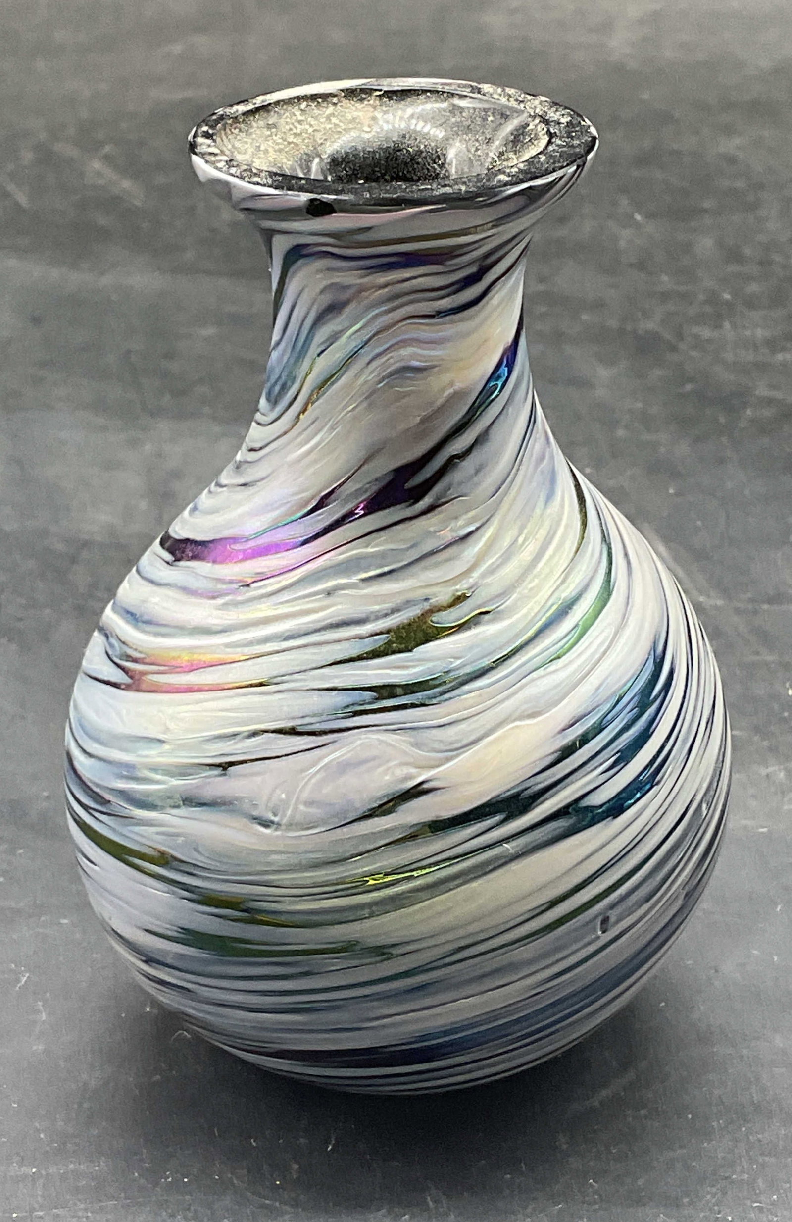 Hand Blown Iridescent Swirl Art Glass Bud Vase (1 of 6)