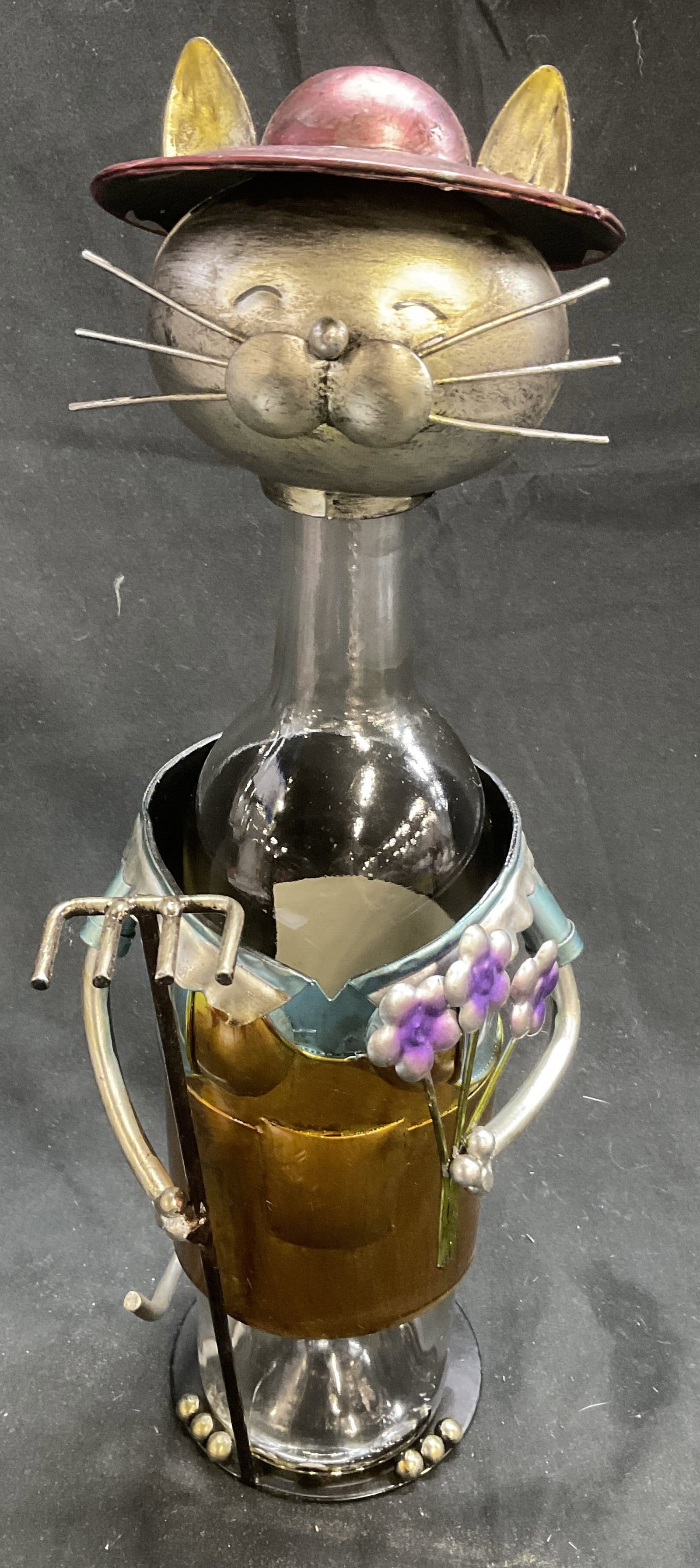 Metal Cat Gardener Wine Bottle Caddy (1 of 11)
