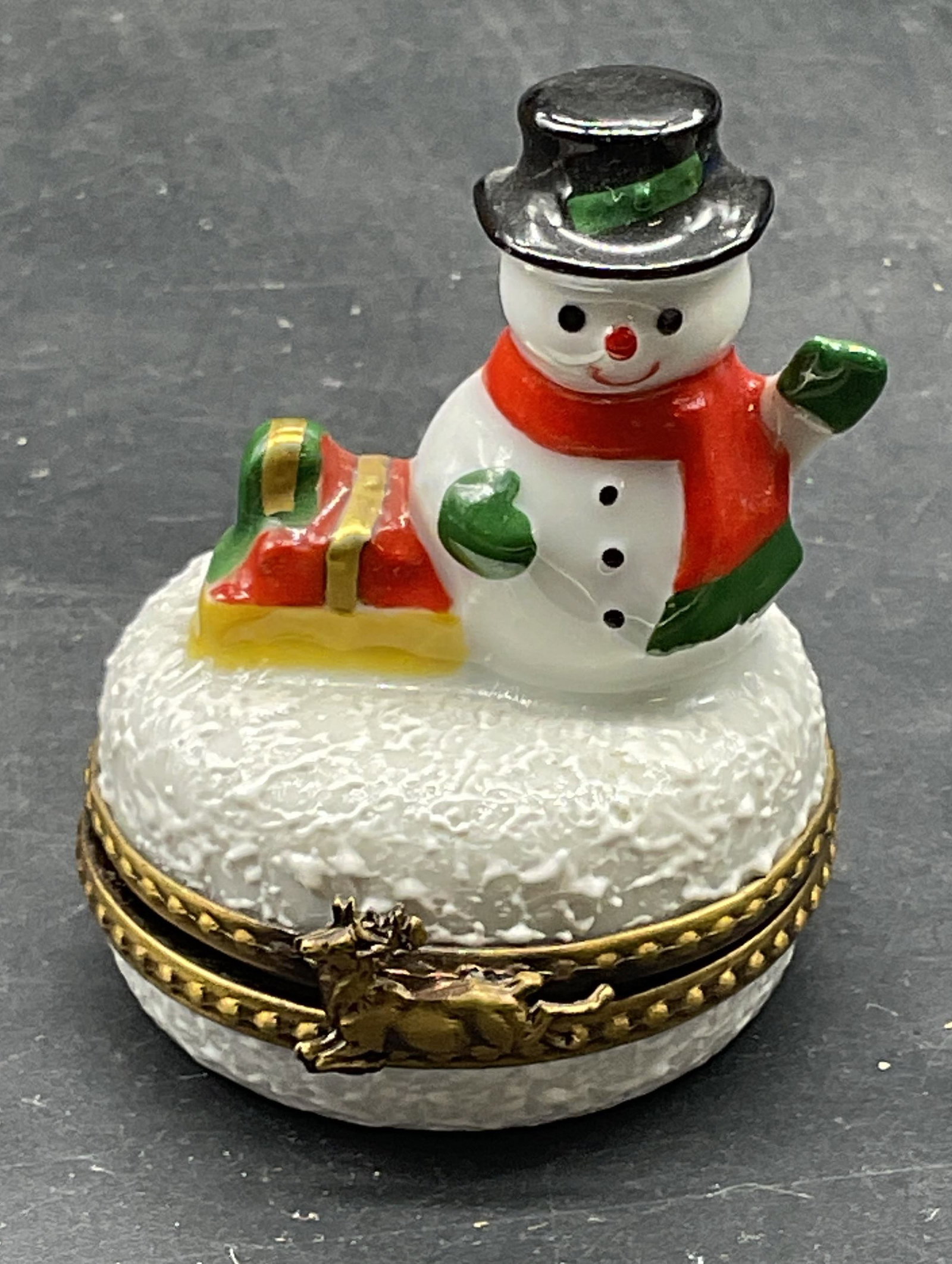 ROCHARD Limoges Porc Snowman Trinket Box France (1 of 6)