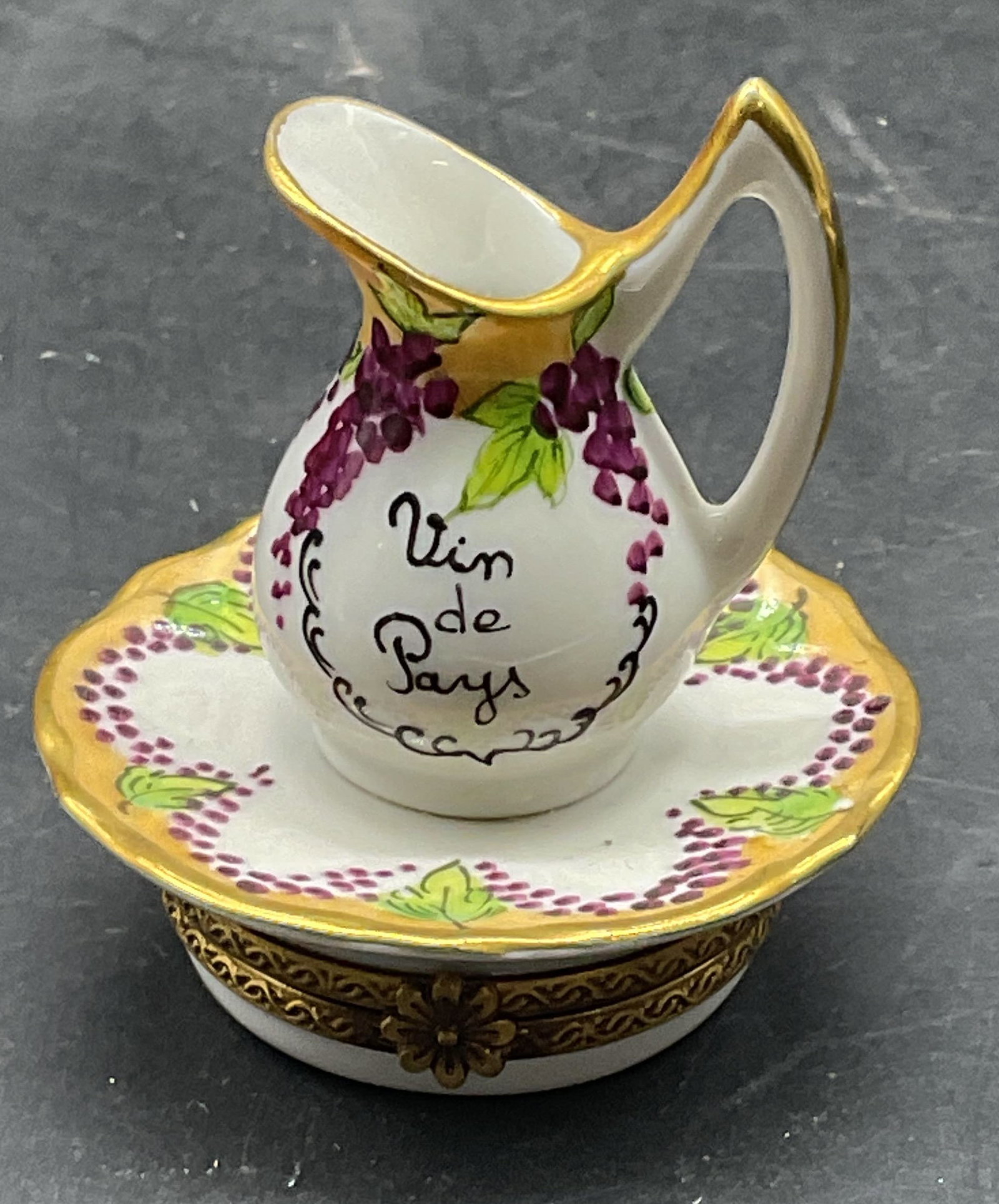 ROCHARD Limoges Porc Wine Jug Trinket Box France (1 of 6)