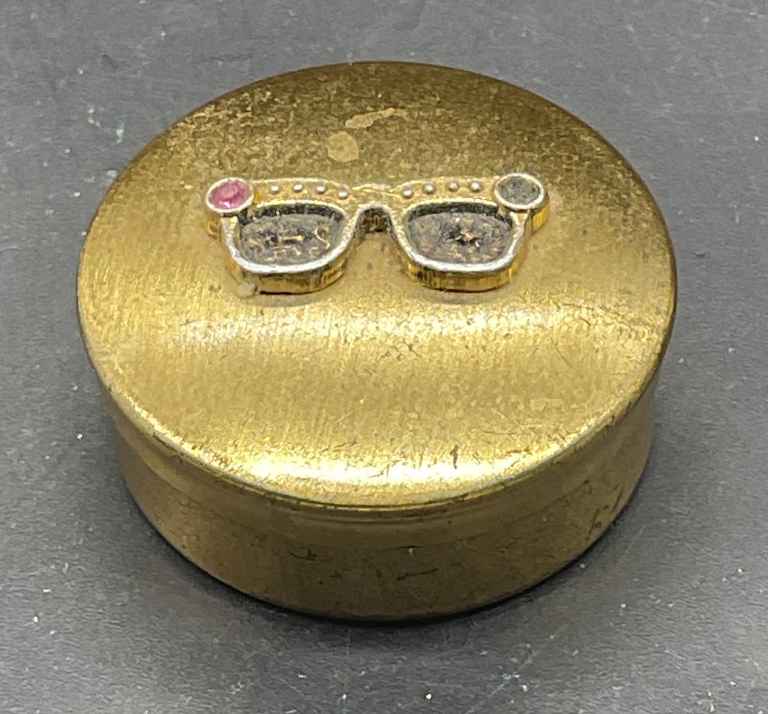 Vintage Gold Tone Sunglasses Pill Box Japan (1 of 6)