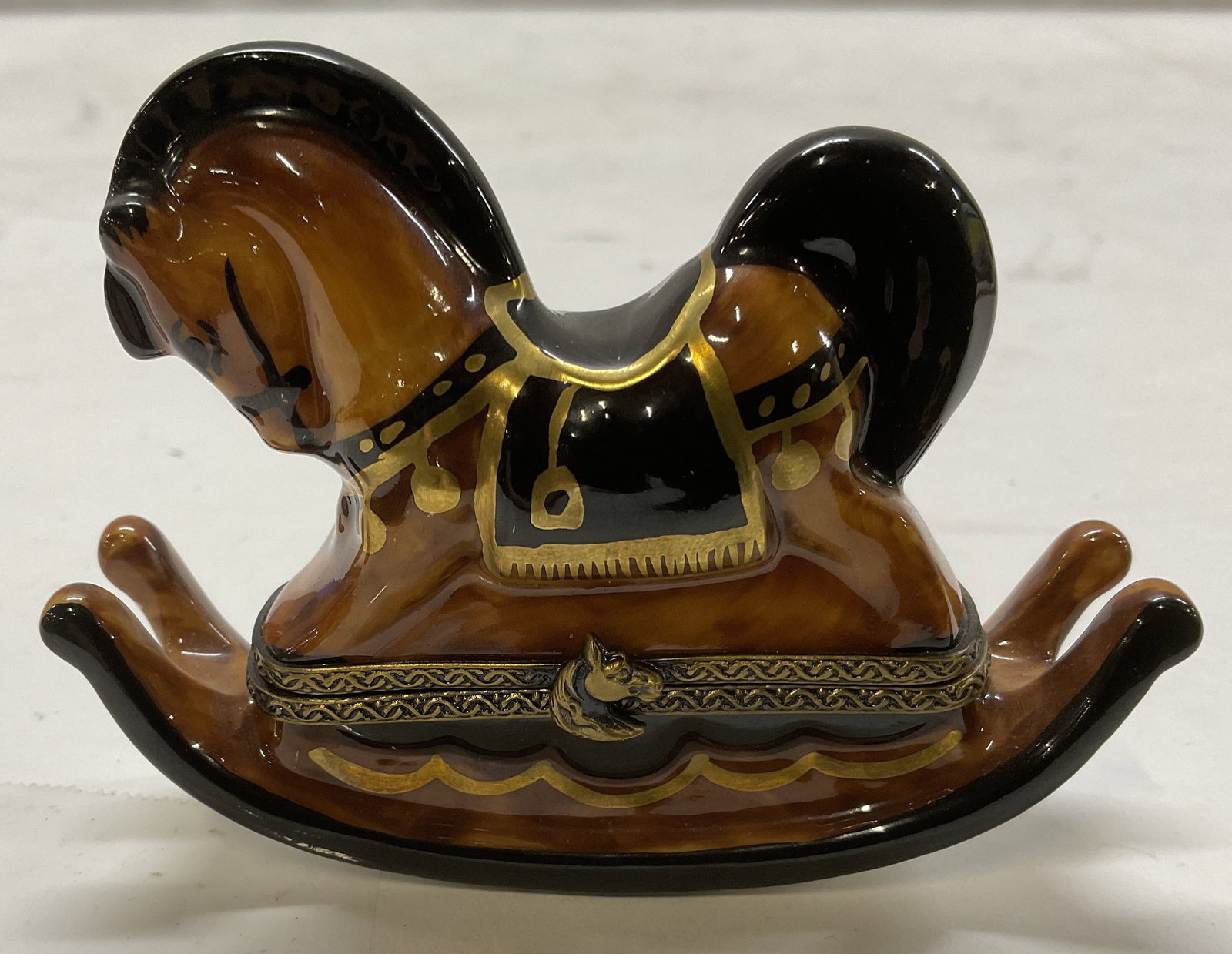VTG Limoges Porc Rocking Horse Trinket Box FRANCE (1 of 9)