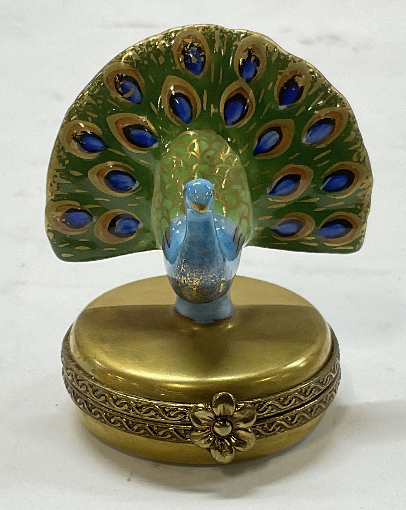 Vintage Chamart Limoges Peacock Trinket Box FRANCE (1 of 7)