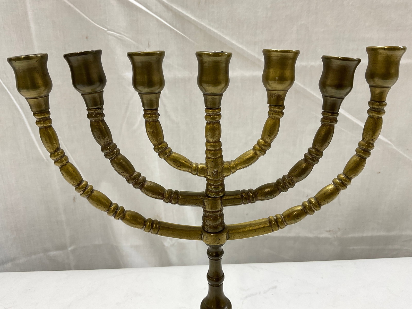 Vintage Solid Brass 7-Branch Menorah - 2