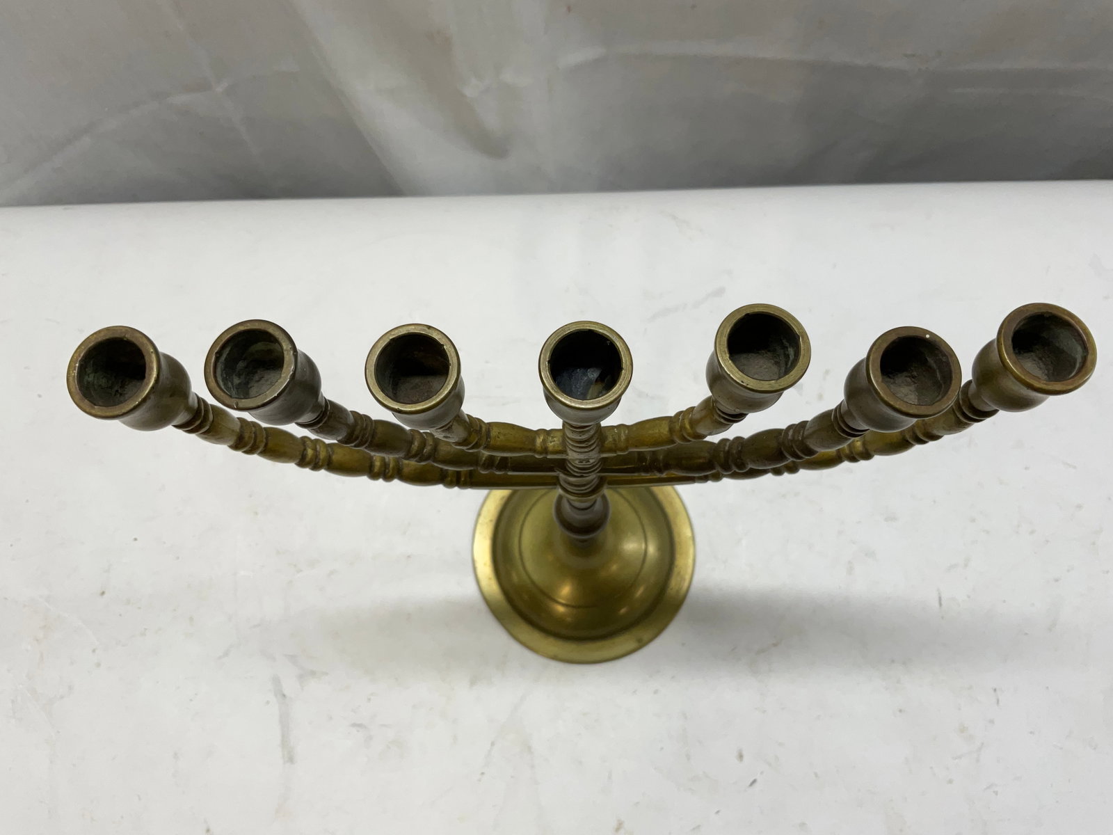Vintage Solid Brass 7-Branch Menorah - 3