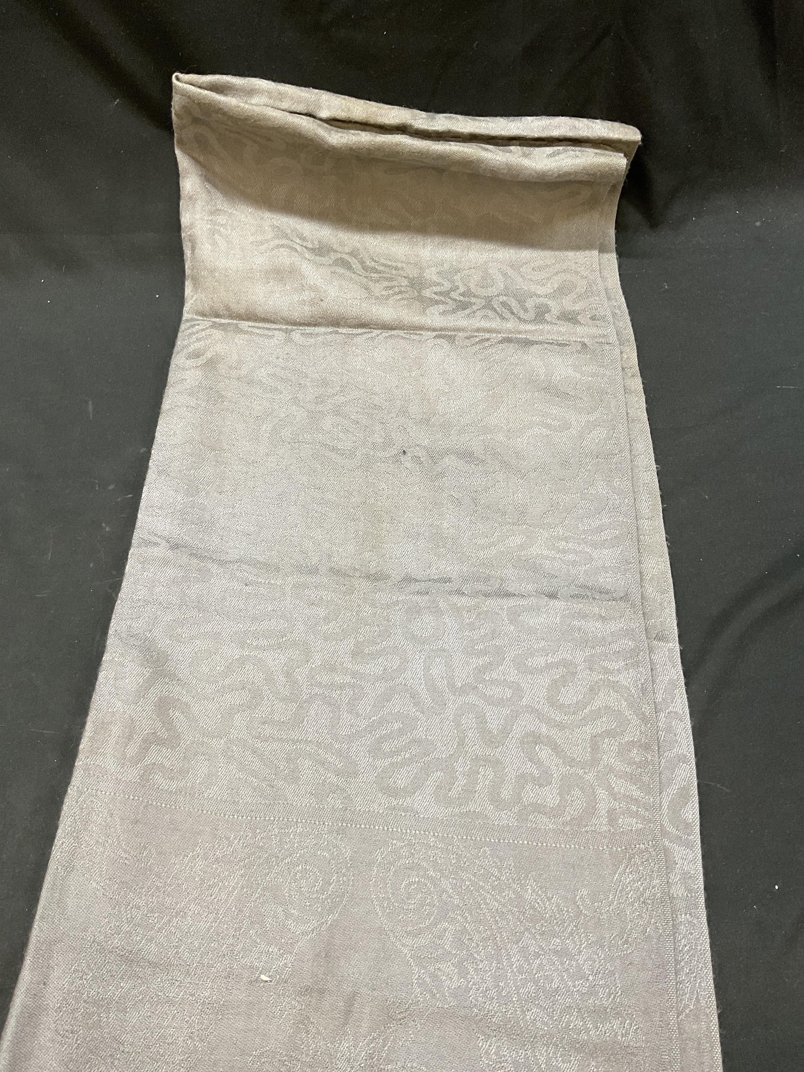 Vintage Grey Pattern Fringed Scarf - 3