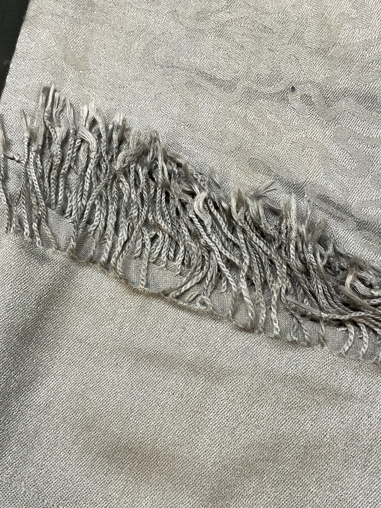 Vintage Grey Pattern Fringed Scarf - 6