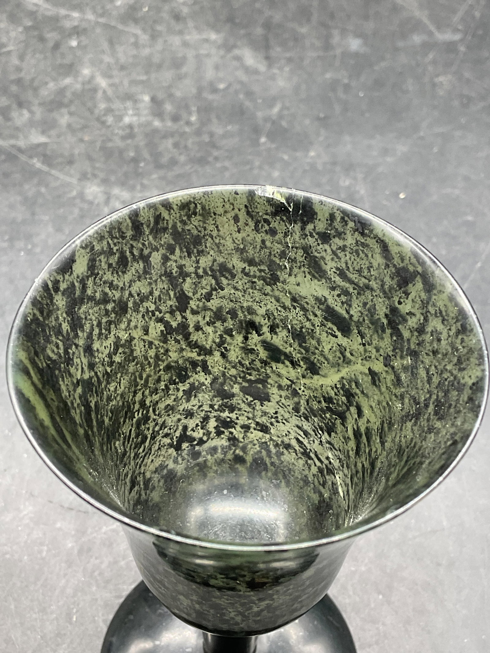 Pair Carved Green Stone Harmony Serenity Goblets - 4