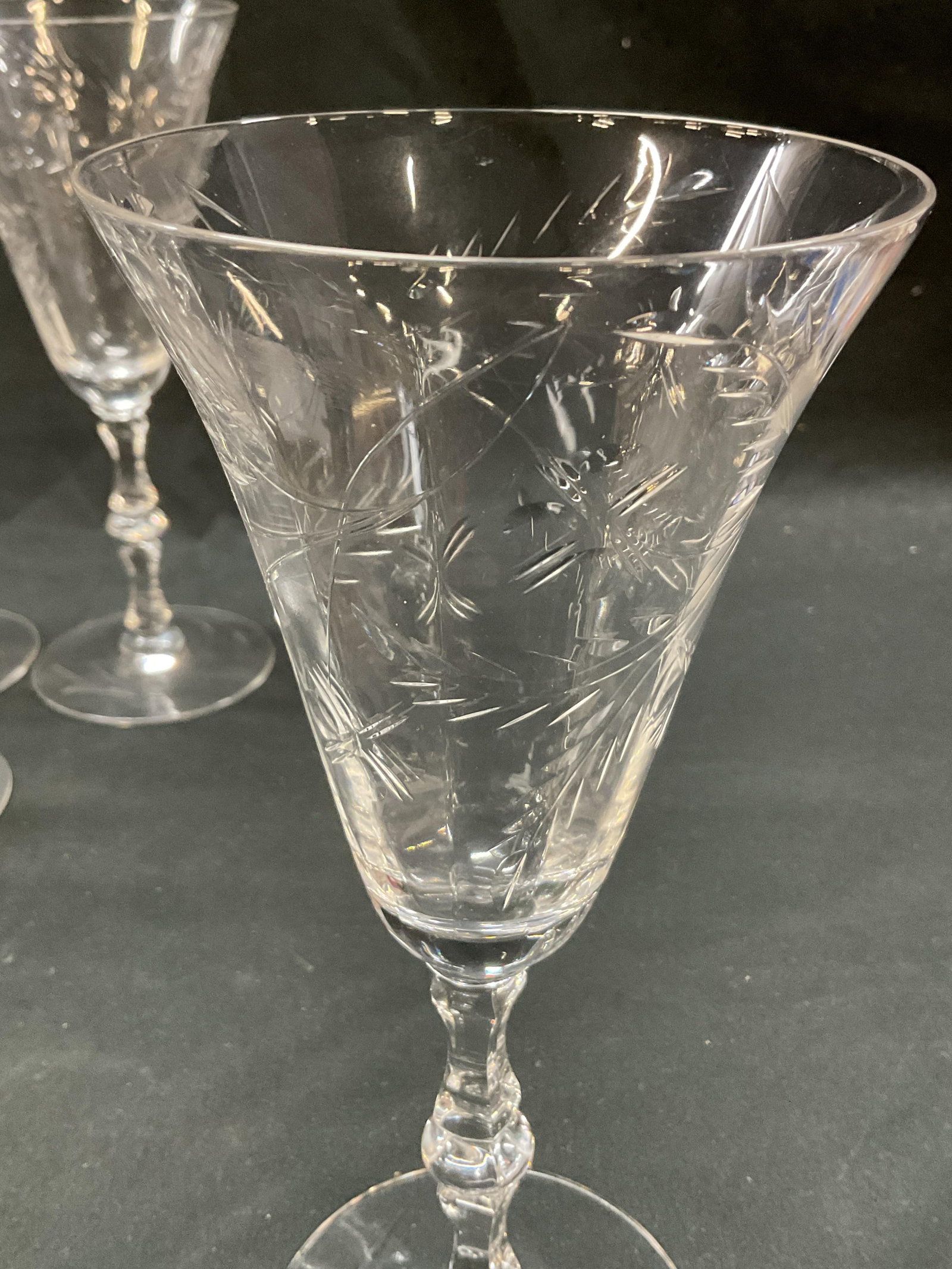 Lot 12 Assorted Crystal Etched Stemware - 10