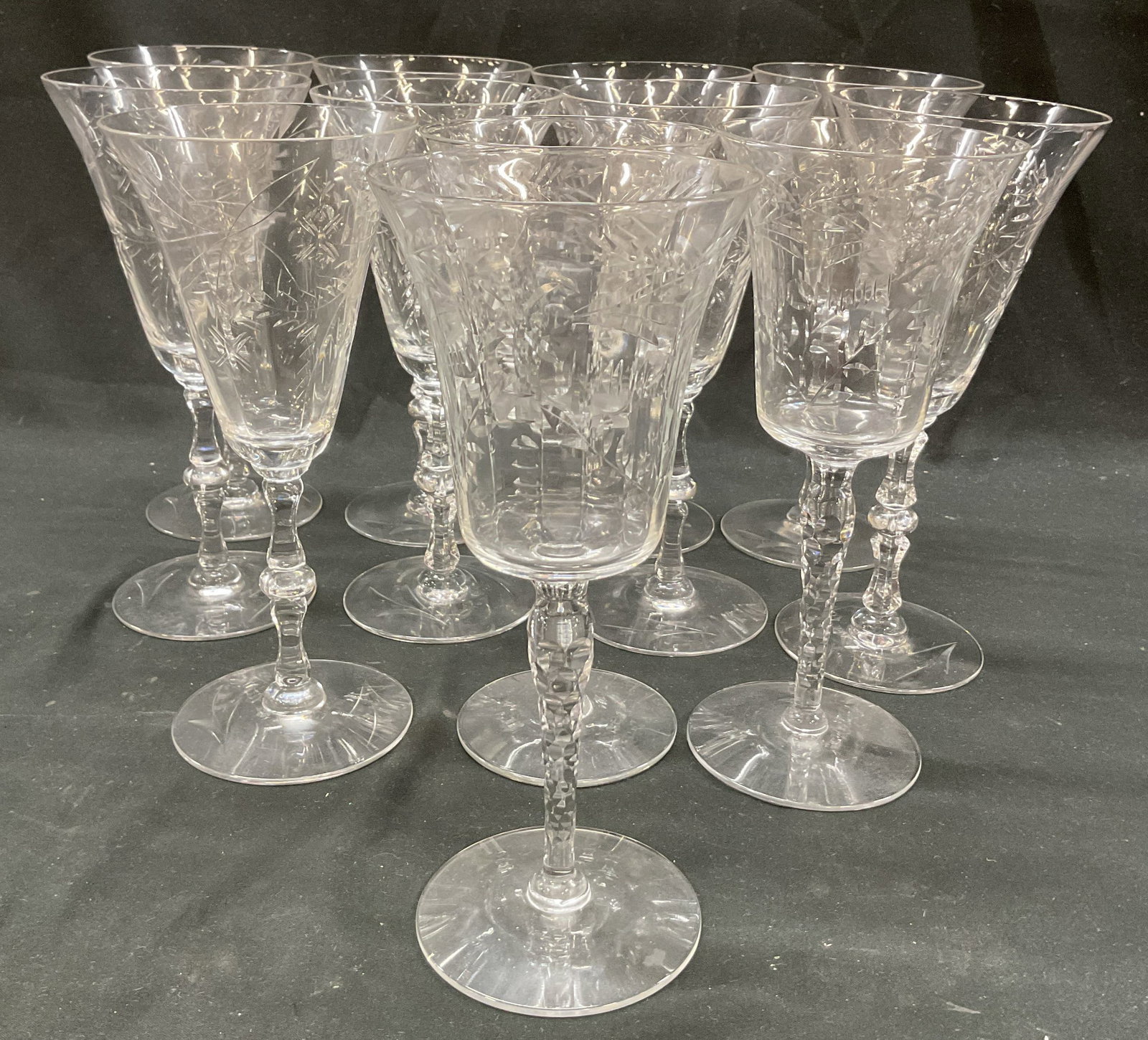 Lot 12 Assorted Crystal Etched Stemware (1 of 11)