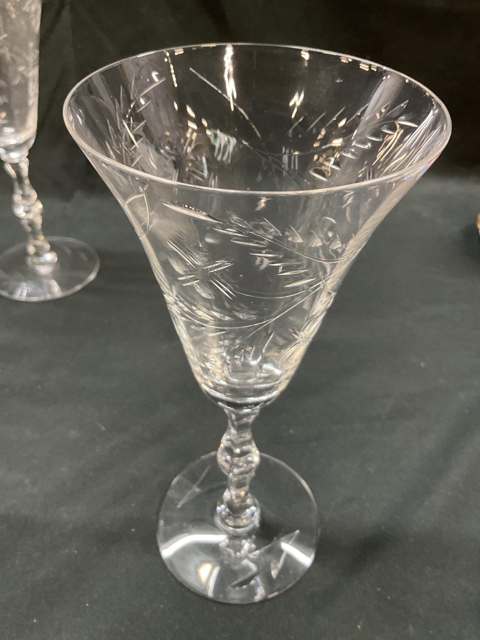 Lot 12 Assorted Crystal Etched Stemware - 8
