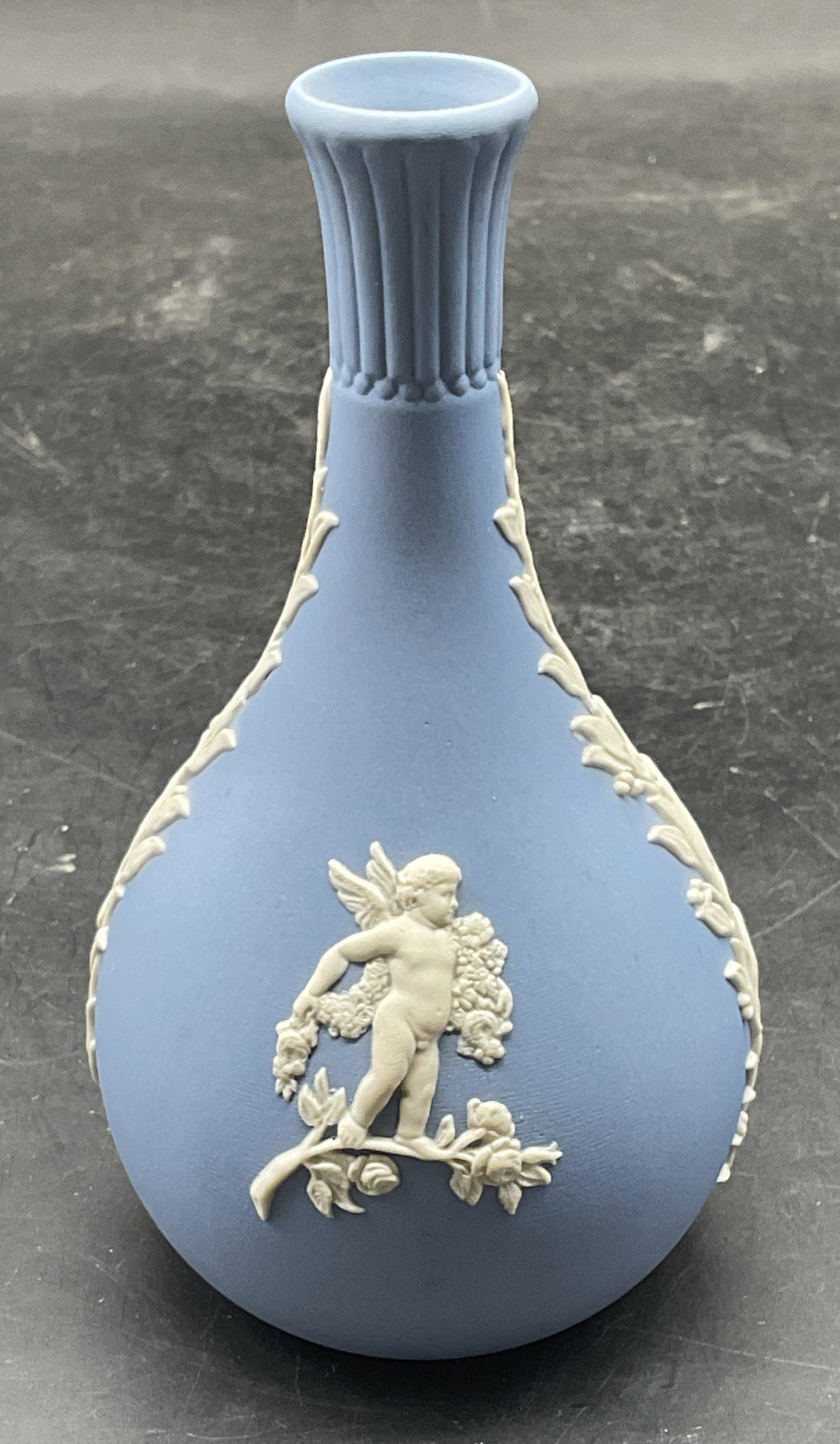 Wedgwood Blue Jasperware Round Bud Vase England (1 of 6)