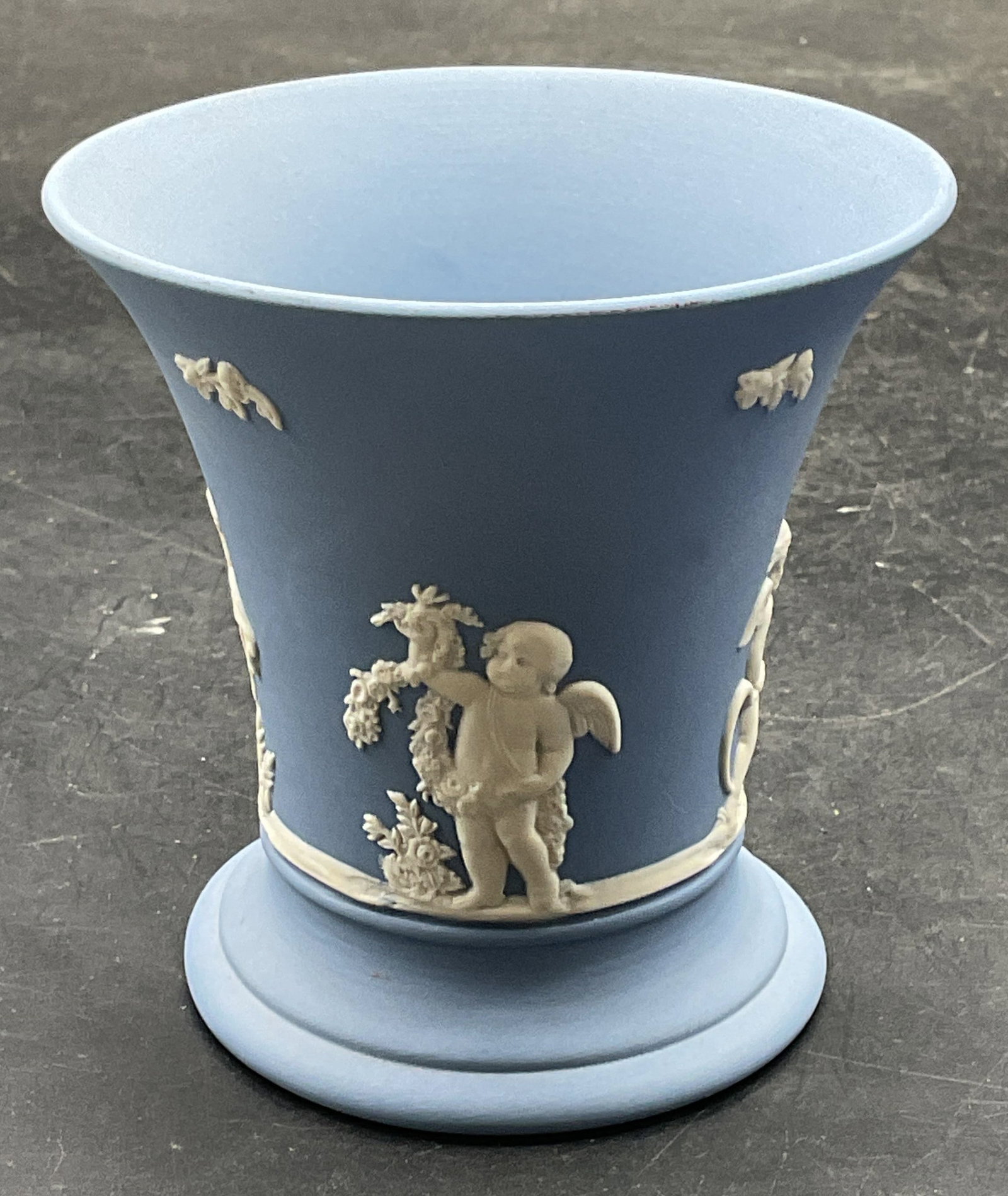 Wedgwood Blue Jasperware Cherub Vase England (1 of 6)