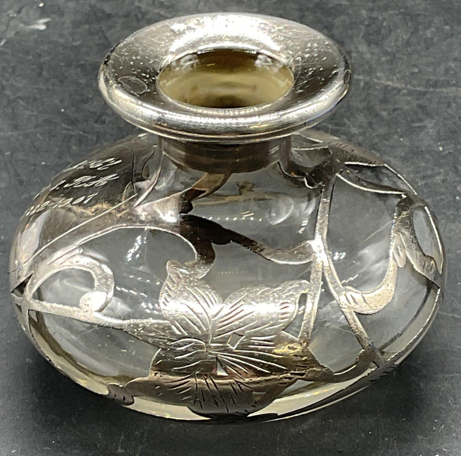 Antique Sterling Silver Over Glass Perfume Bottle (1 of 6)