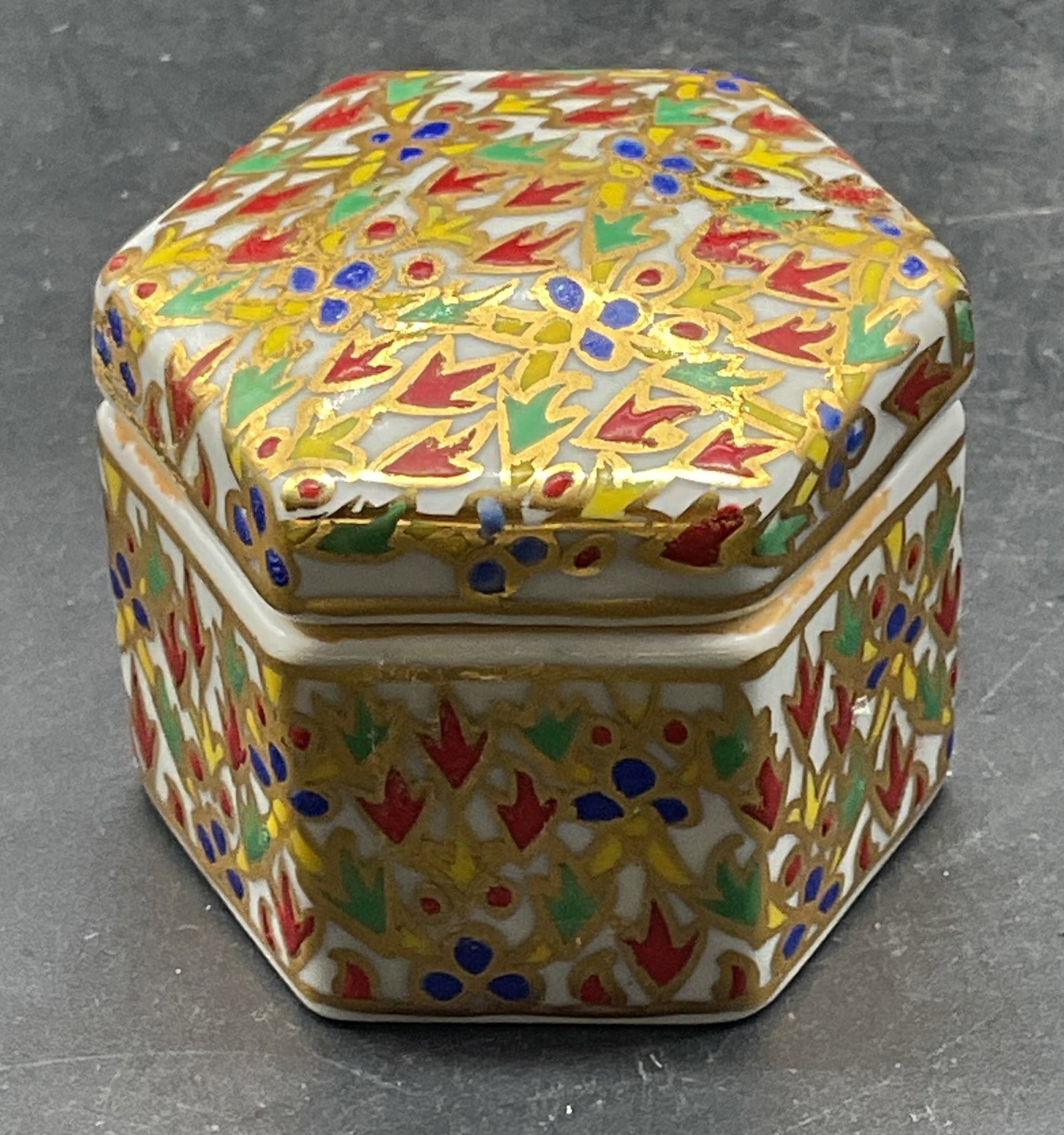 Signed Ornate Hand Painted Porcelain Trinket Box (1 of 6)