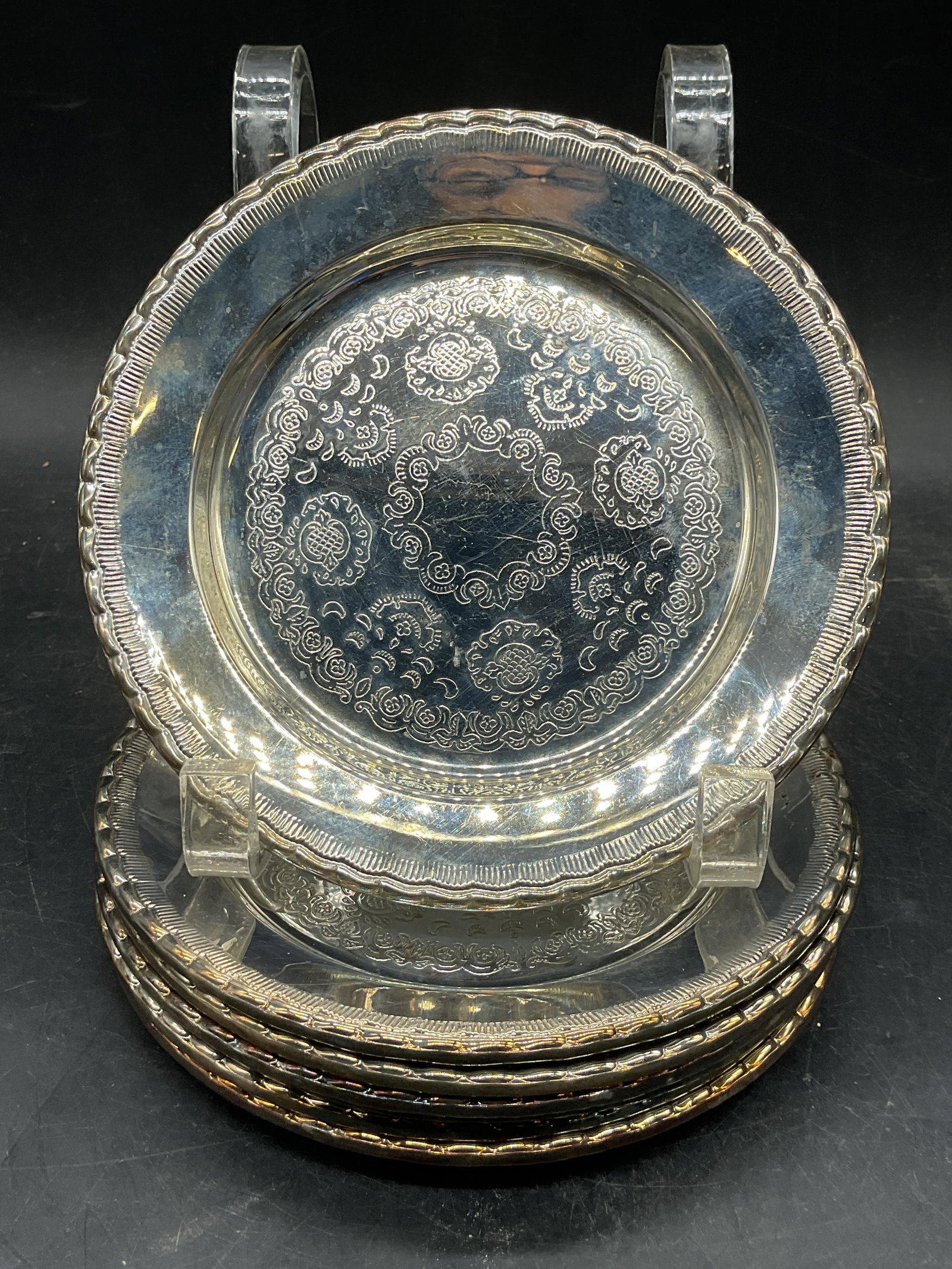 Set 7 Vintage Chased Silver Plated Dishes Sweden (1 of 7)