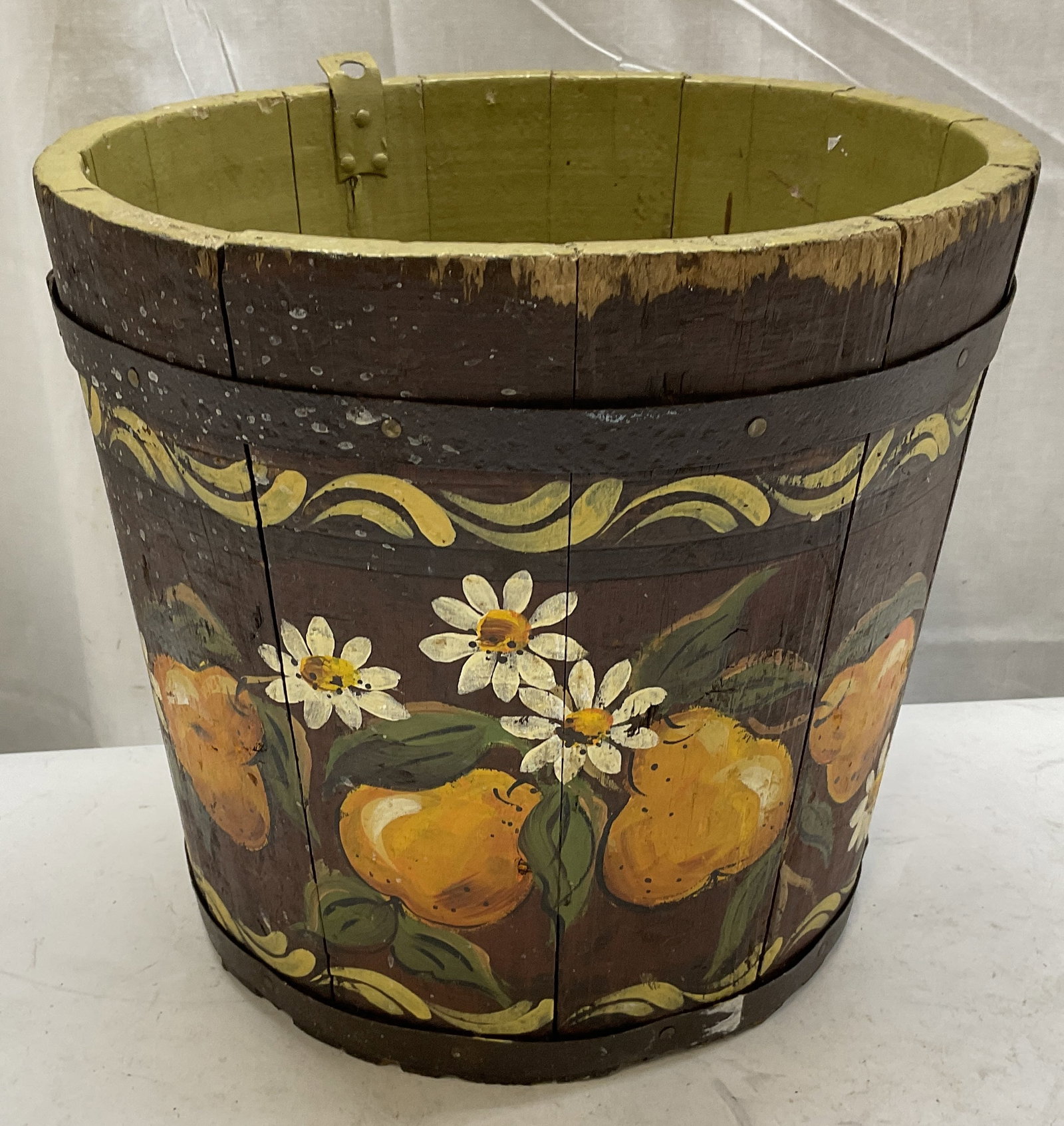 SGND Ida Vantasse Painted Folk Art Wooden Bucket (1 of 9)