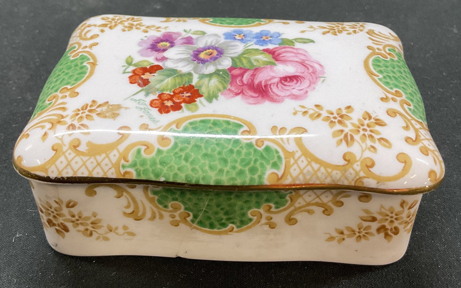 Crown Staffordshire Floral Trinket Box England (1 of 8)