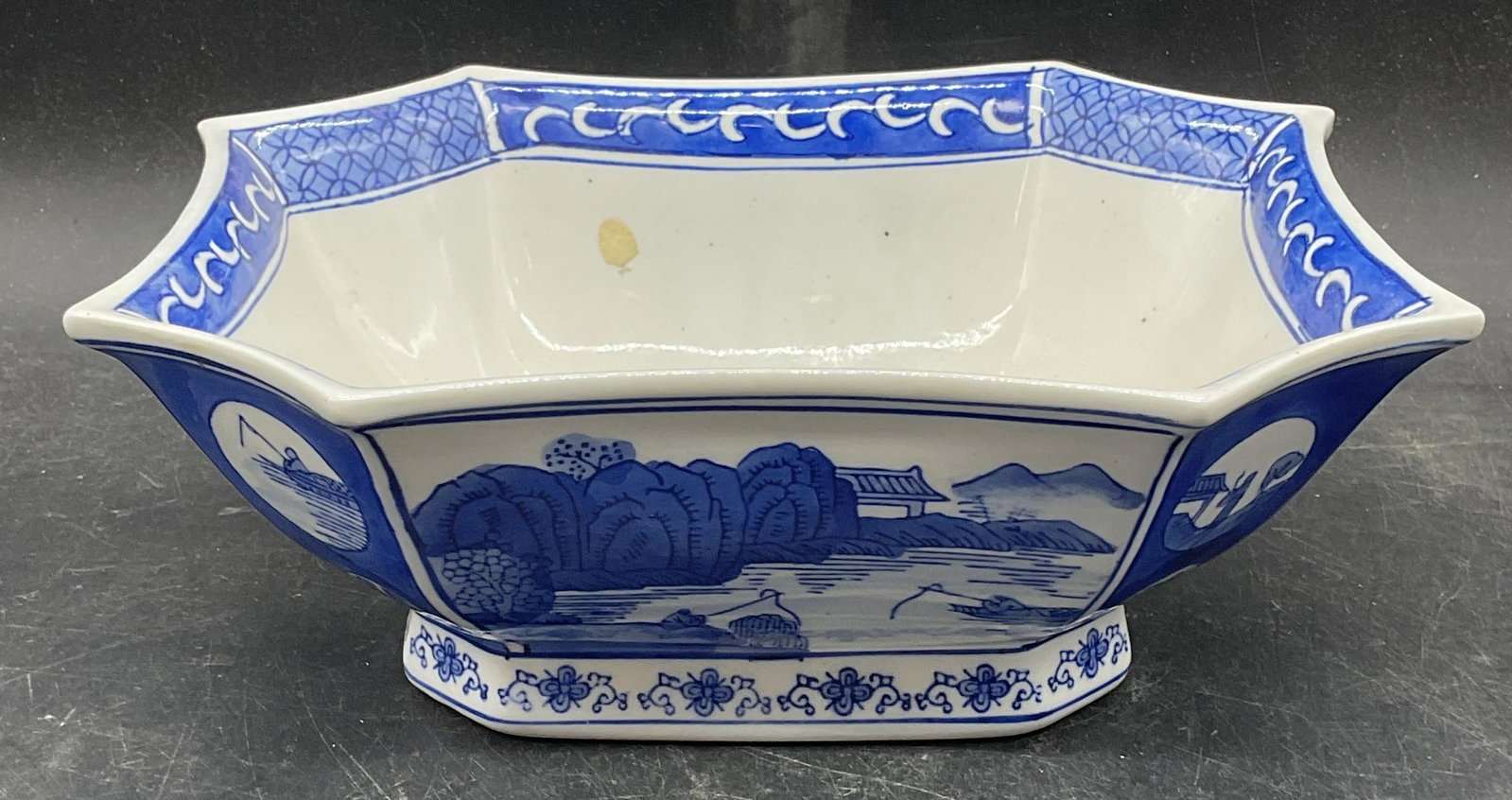 Signed Chinese Blue & White Porc Landscape Bowl (1 of 6)