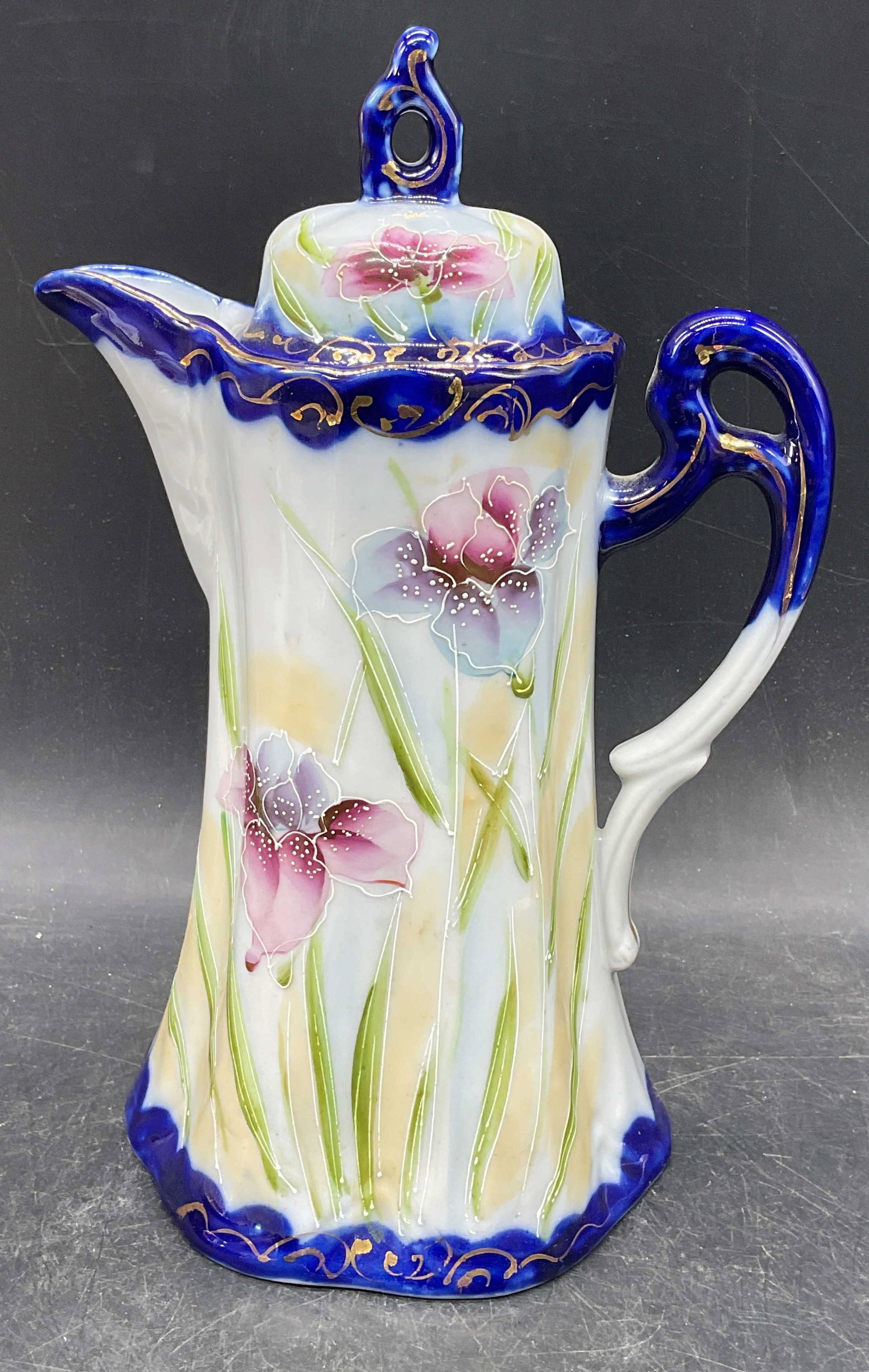 Vintage Blue Porcelain Floral Coffee Pot Japan (1 of 6)