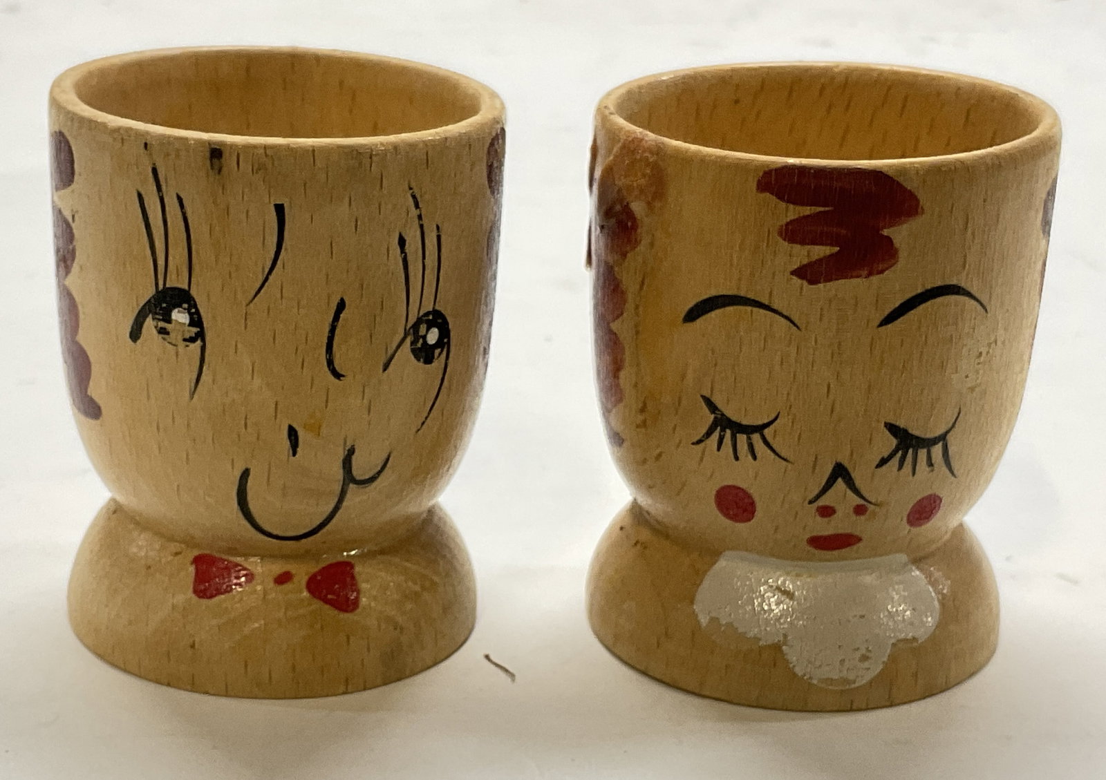 St2 VTG Wooden Face Design Egg Cups (1 of 8)