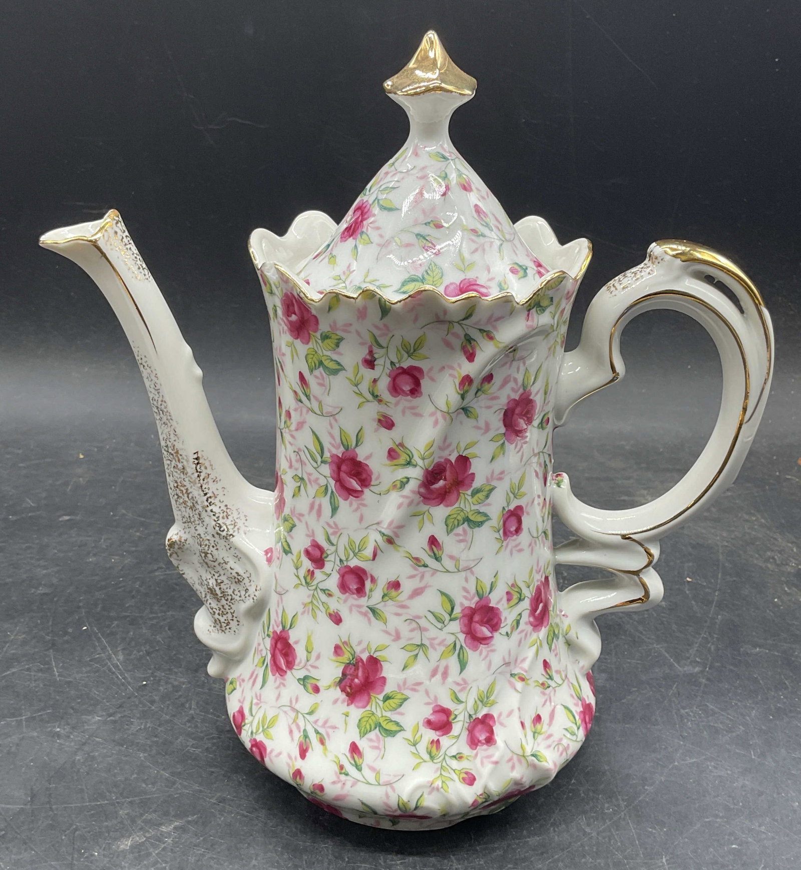 Vintage LEFTON China Rose Chintz Coffee Pot Japan (1 of 6)