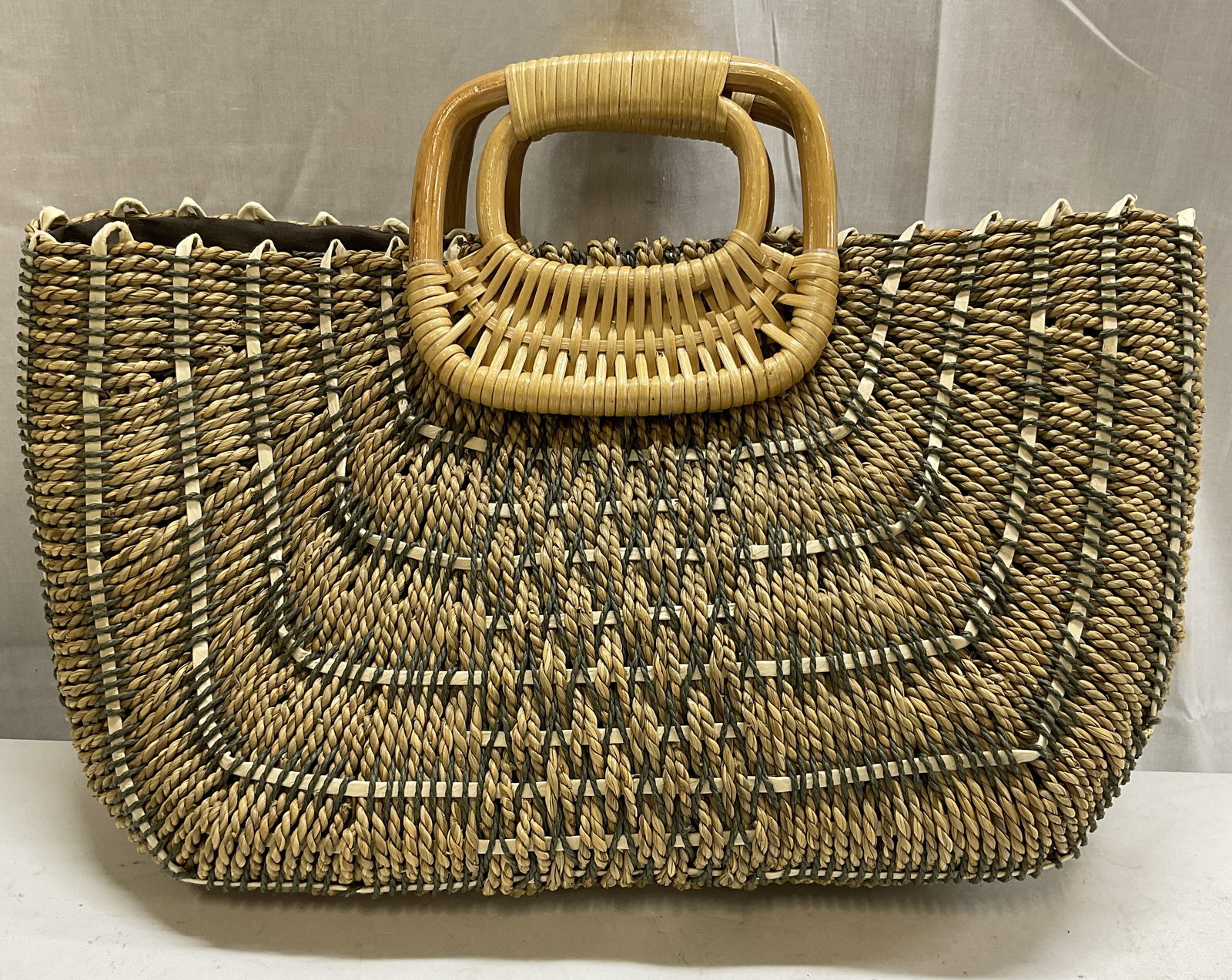 Brown & Olive Green Woven Hemp Purse (1 of 6)