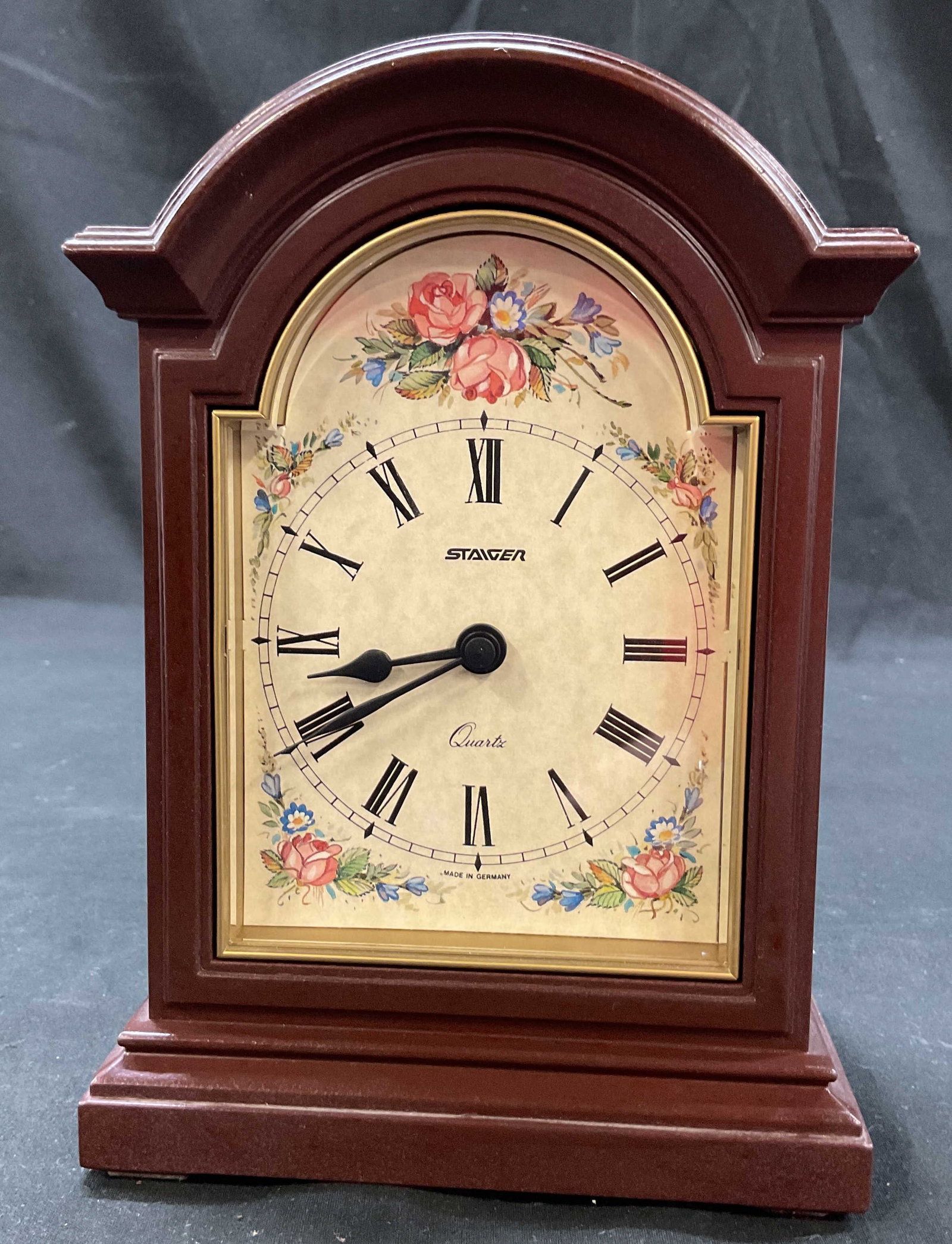 Staiger Brown Floral Mantle Clock Germany (1 of 6)