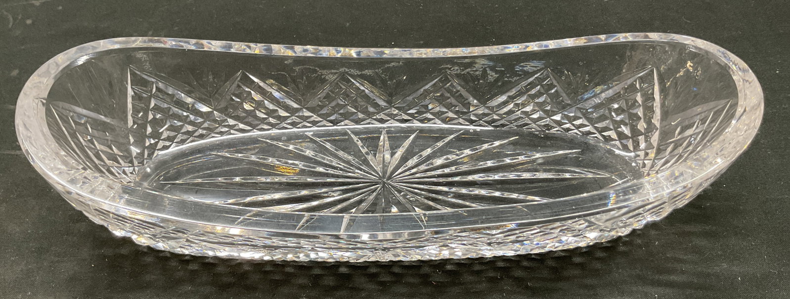 Vintage Heavy Cut Crystal Oval Relish Dish (1 of 6)