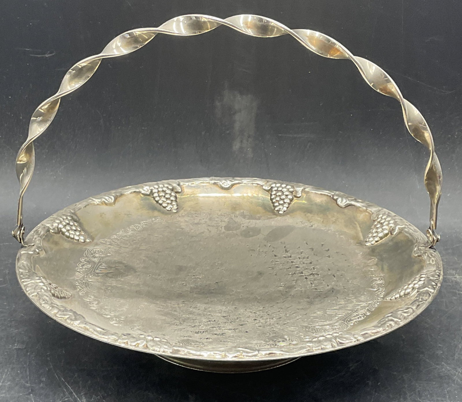 Vintage Silver Pl Footed Serving Tray with Handle (1 of 6)