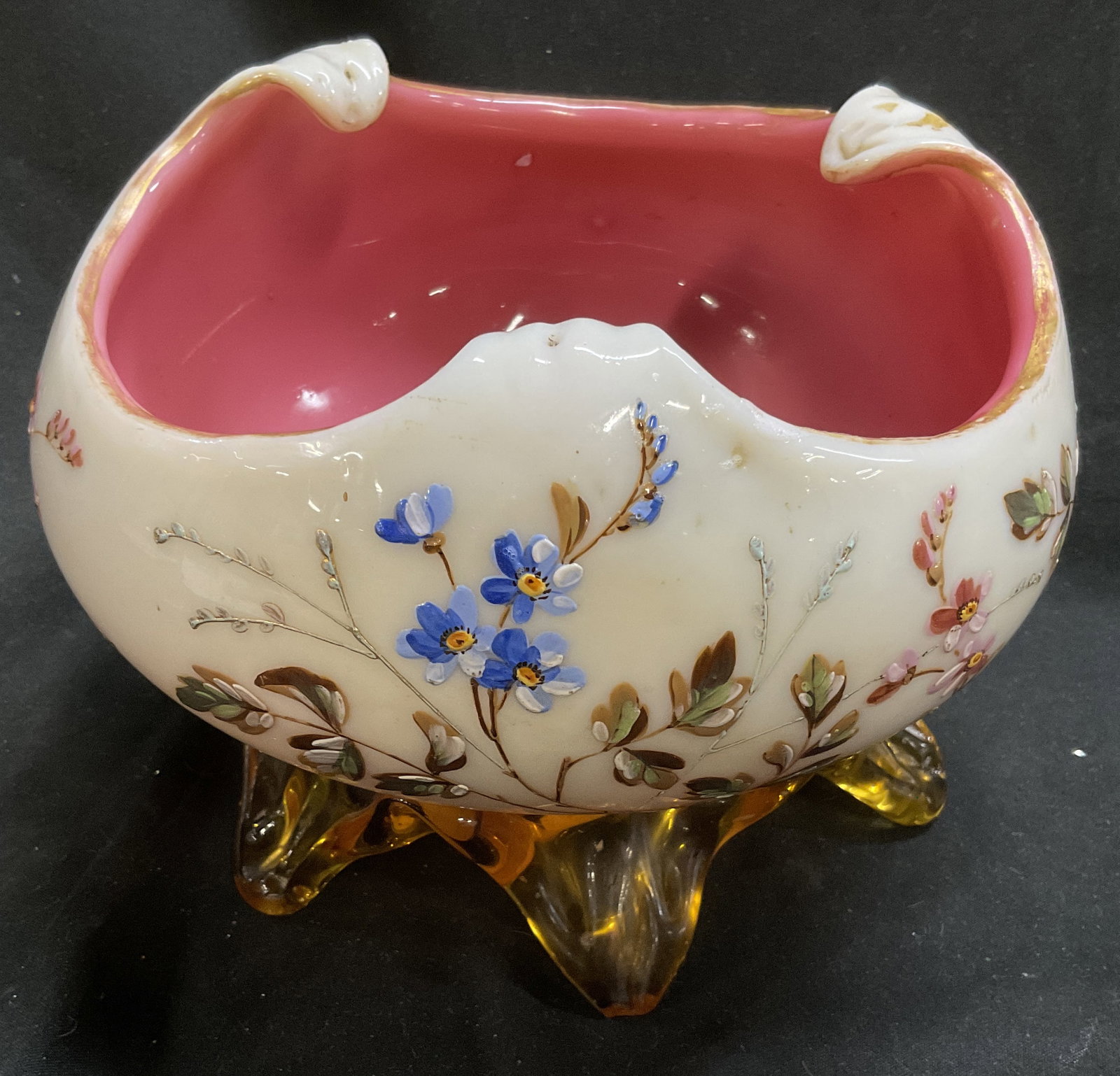 ANTQ Hand-Painted Cased Art Glass Bowl (1 of 9)