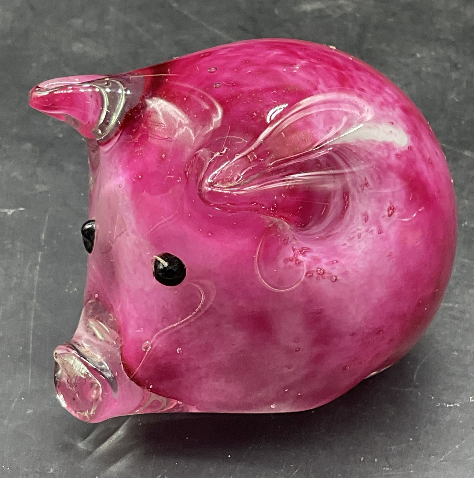 Hand Blown Pink Art Glass Pig Figurine Paperweight (1 of 6)