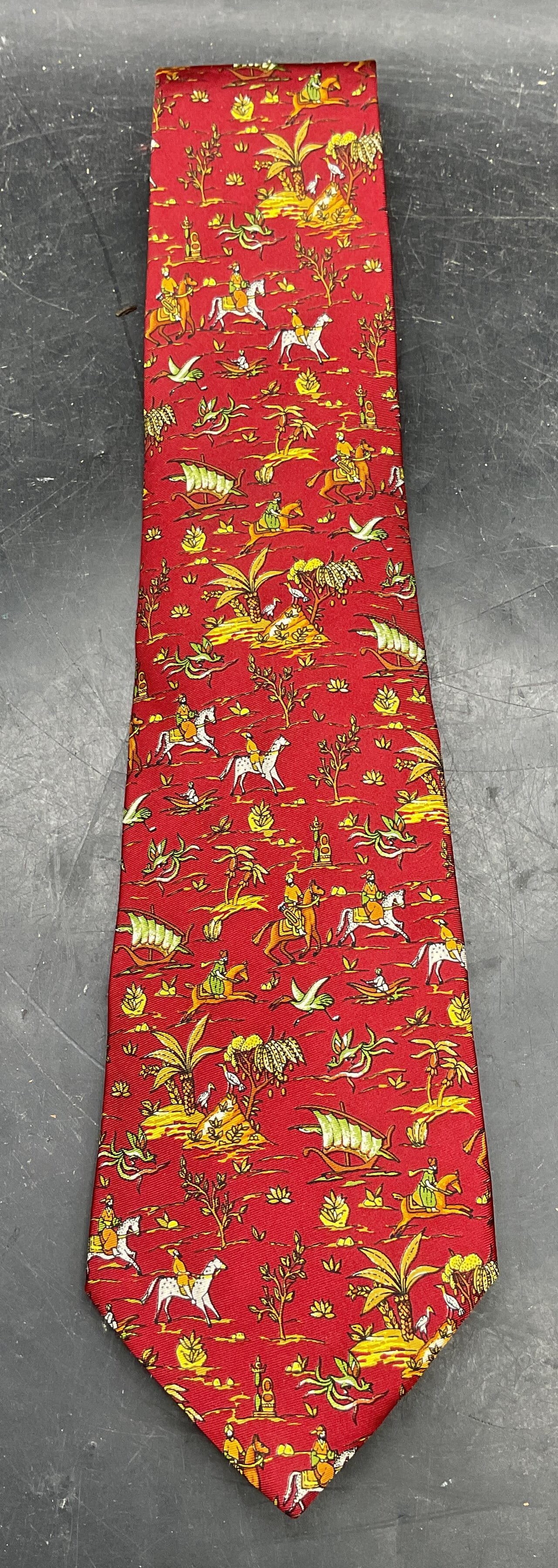 Salvatore Ferragamo Horses Red Silk Tie Italy (1 of 7)