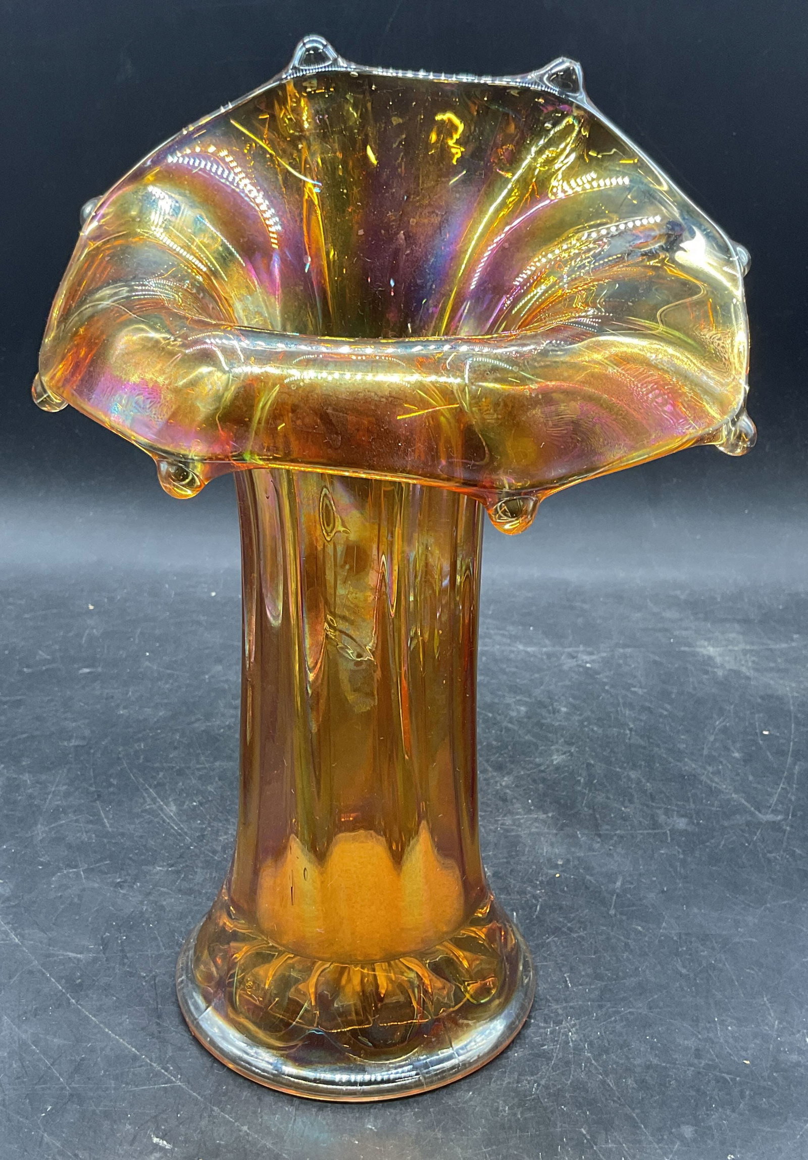 Marigold Carnival Glass Jack In The Pulpit Vase (1 of 6)