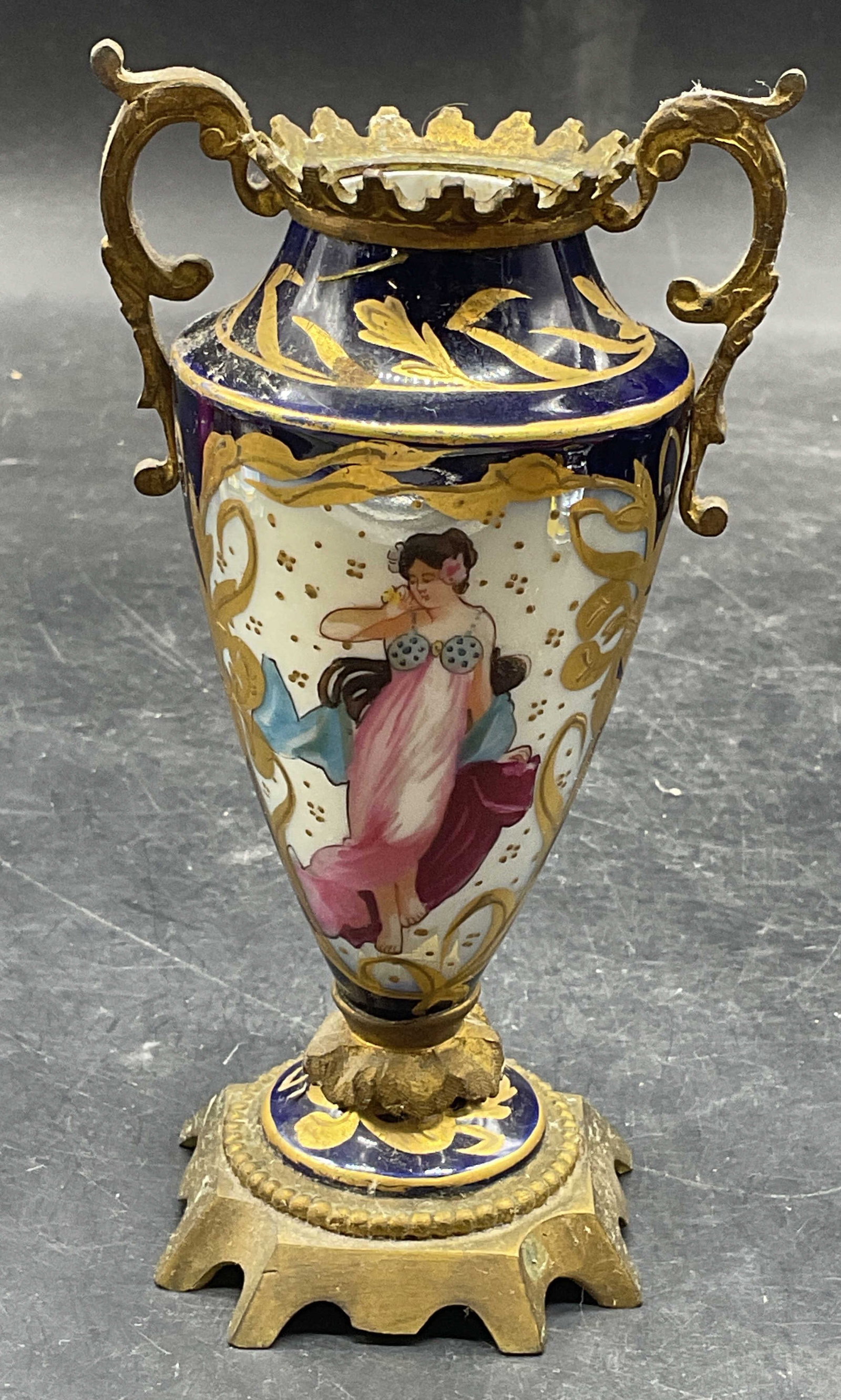 Sevres Style Gilt Porcelain Figural Urn Vase FR (1 of 7)