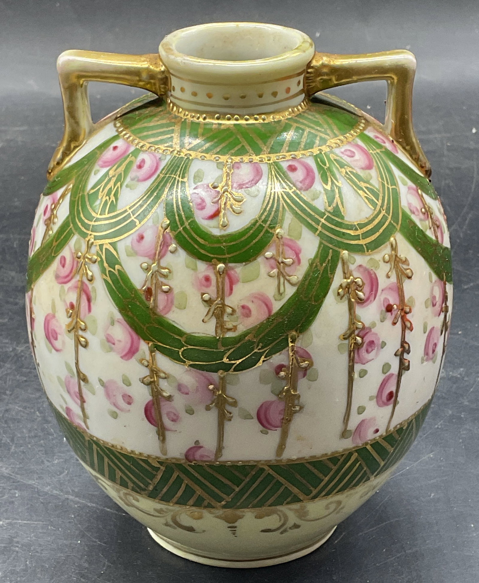 Antique Nippon Noritake Porcelain Squat Vase (1 of 6)