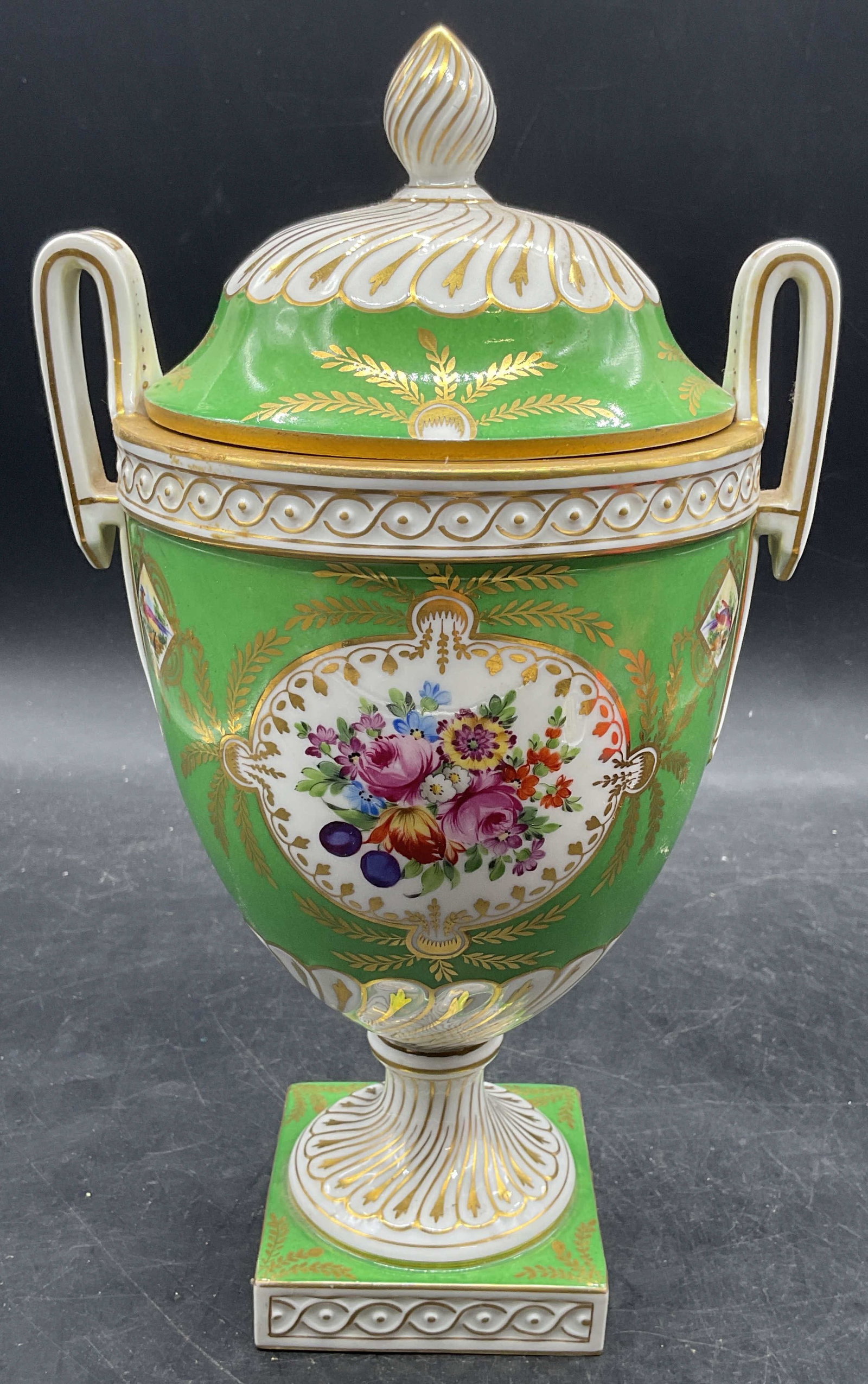 Dresden Floral Porcelain Covered Urn, Germany (1 of 7)