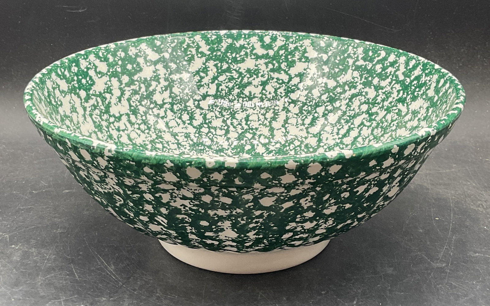 Roma Inc Green Spongeware Ceramic Bowl Italy (1 of 6)
