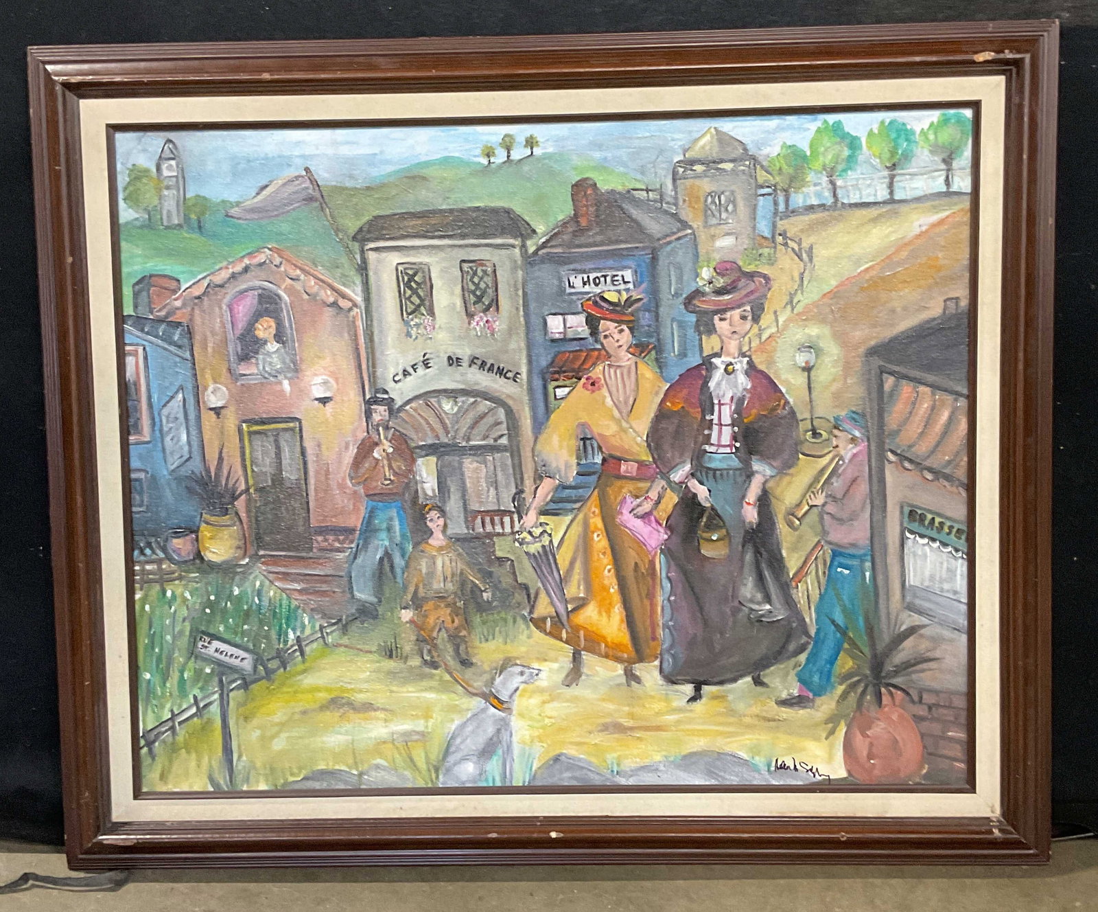 Signed Helen Salzberg French Scene Oil Painting (1 of 7)