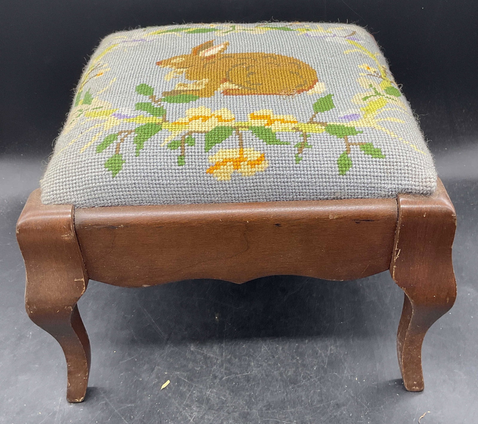 Sudberry House Needlepoint Rabbit Foot Stool (1 of 7)