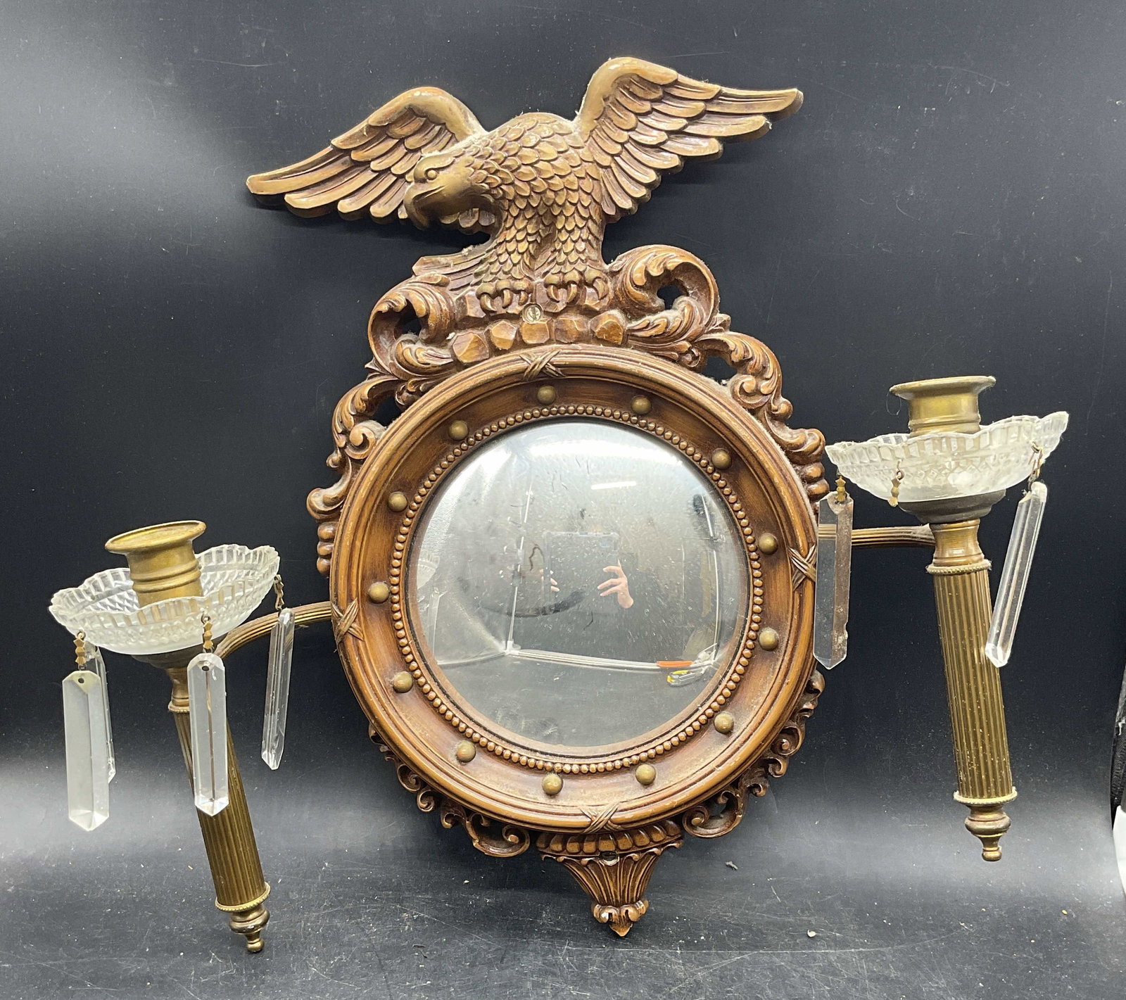SYROCO Federal Eagle Mirror Crystal Wall Sconce (1 of 7)