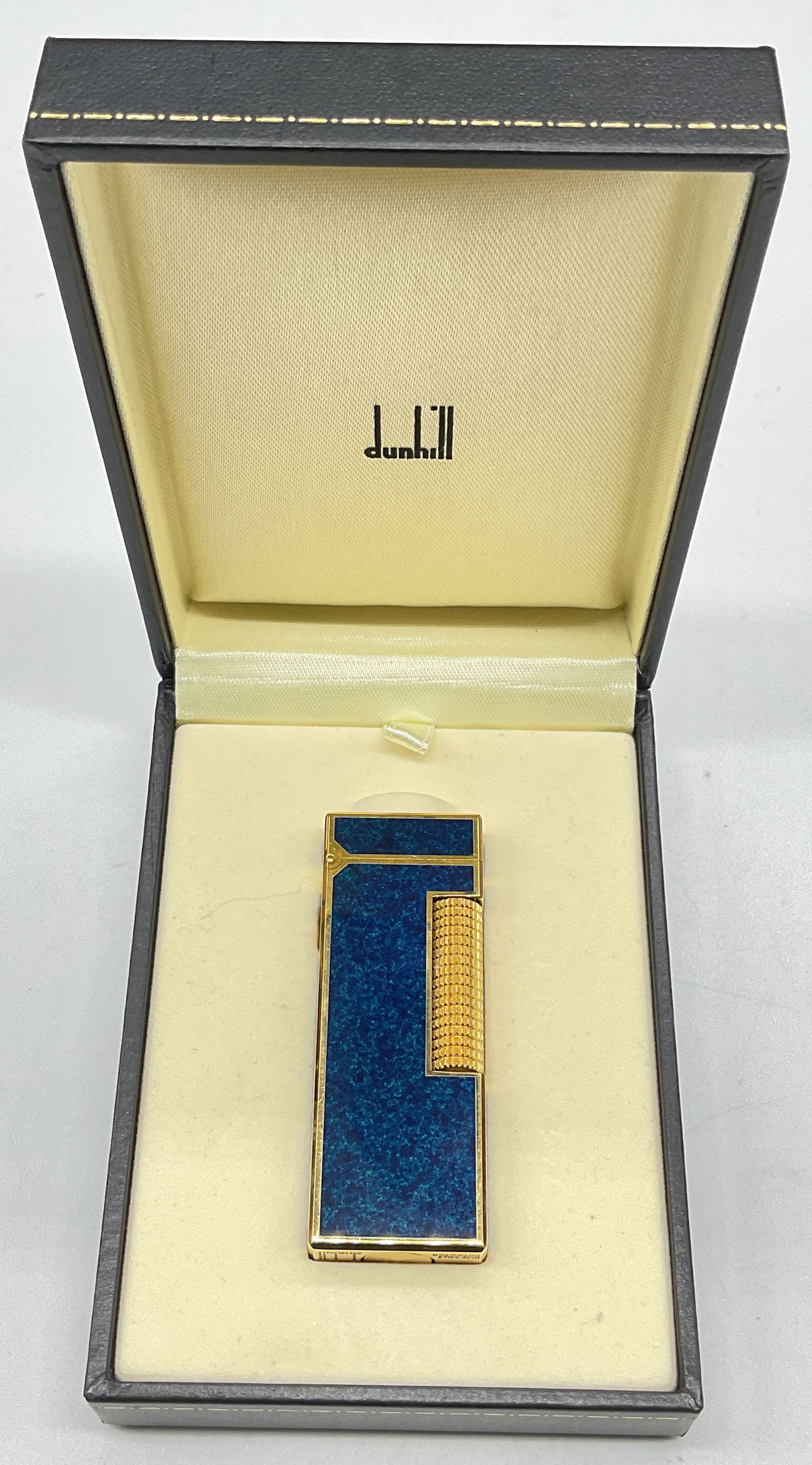 Dunhill Rollagas Gold Pl Blue Lacquer Lighter (1 of 9)