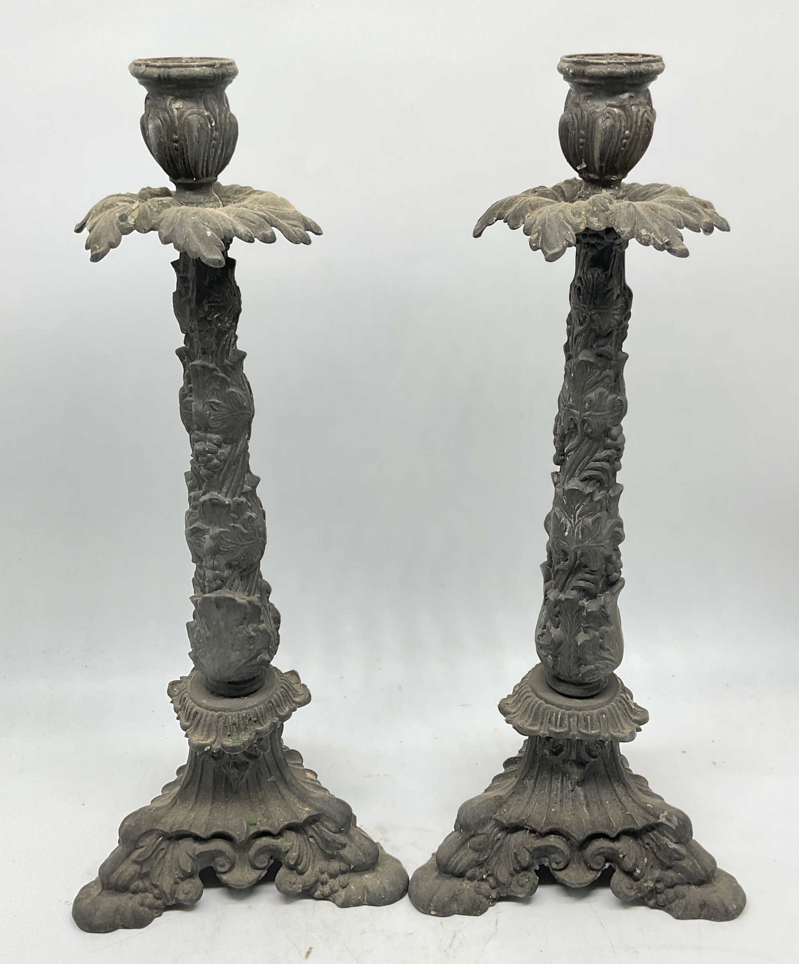 Pair Vintage Metal Ornate Altar Candle Holders (1 of 7)
