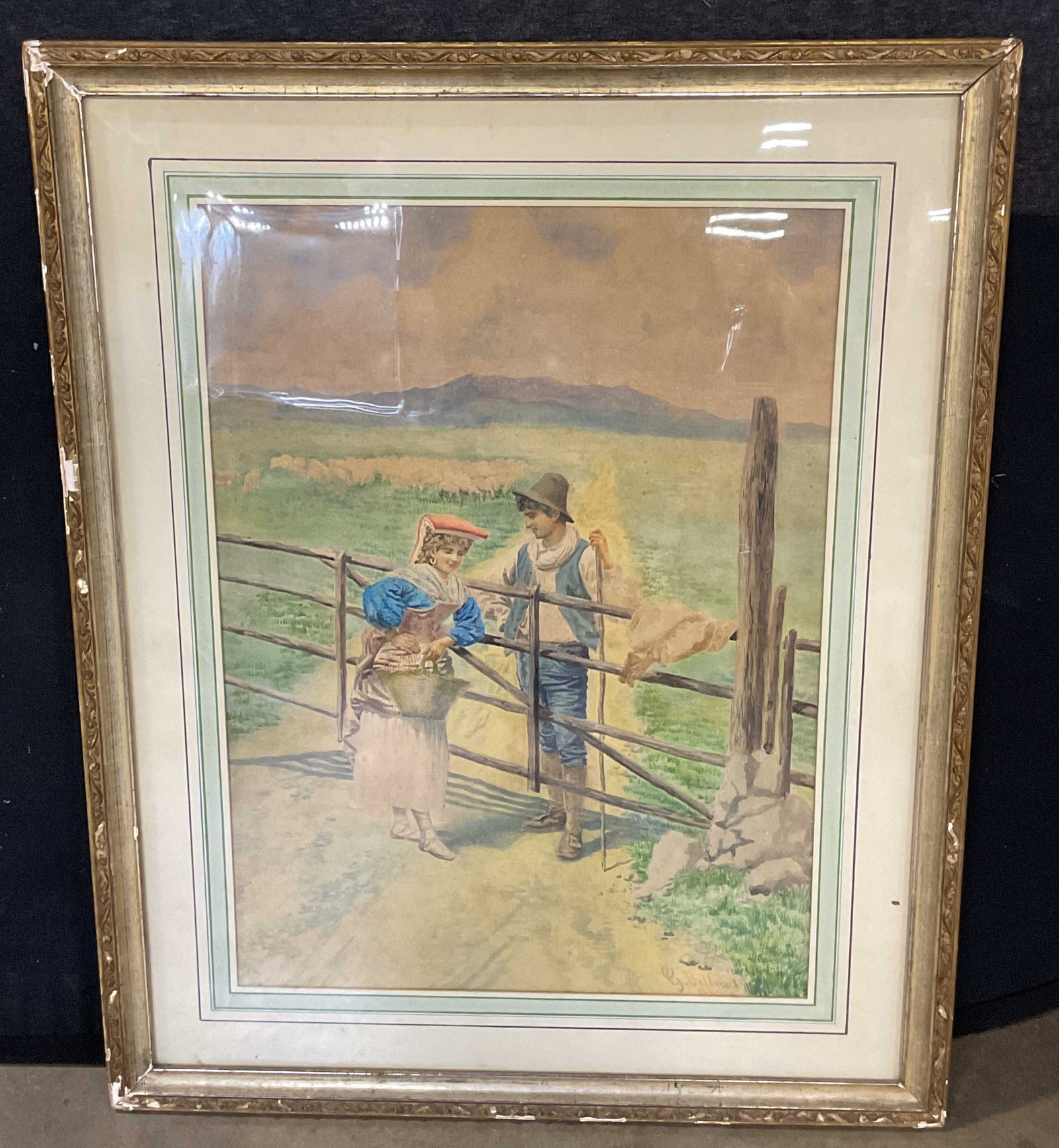 Antq Sgn G Bellucci Pastoral Watercolor Painting (1 of 6)