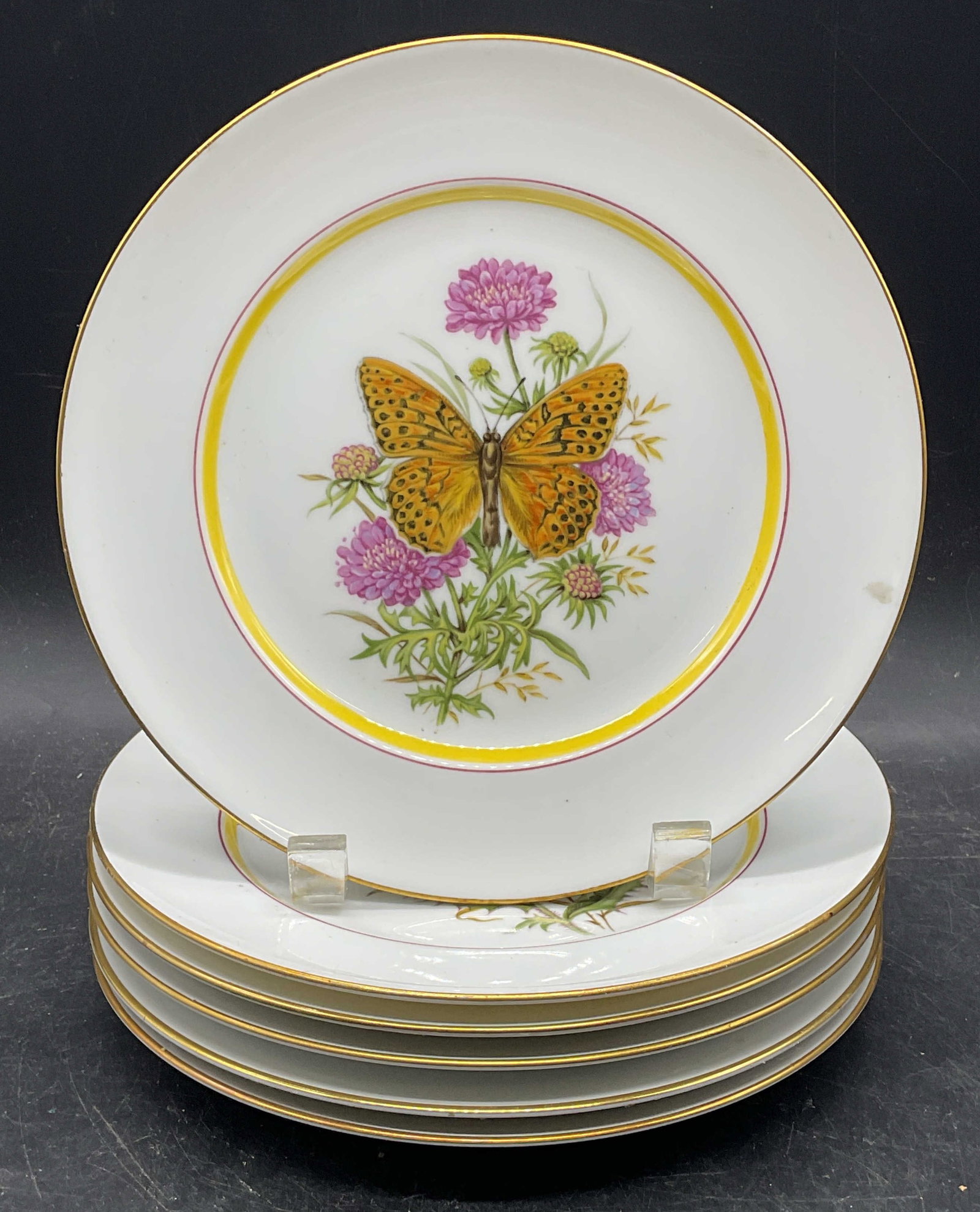 Set 6 Royal Bayreuth Porc Butterfly Plates Germany (1 of 7)