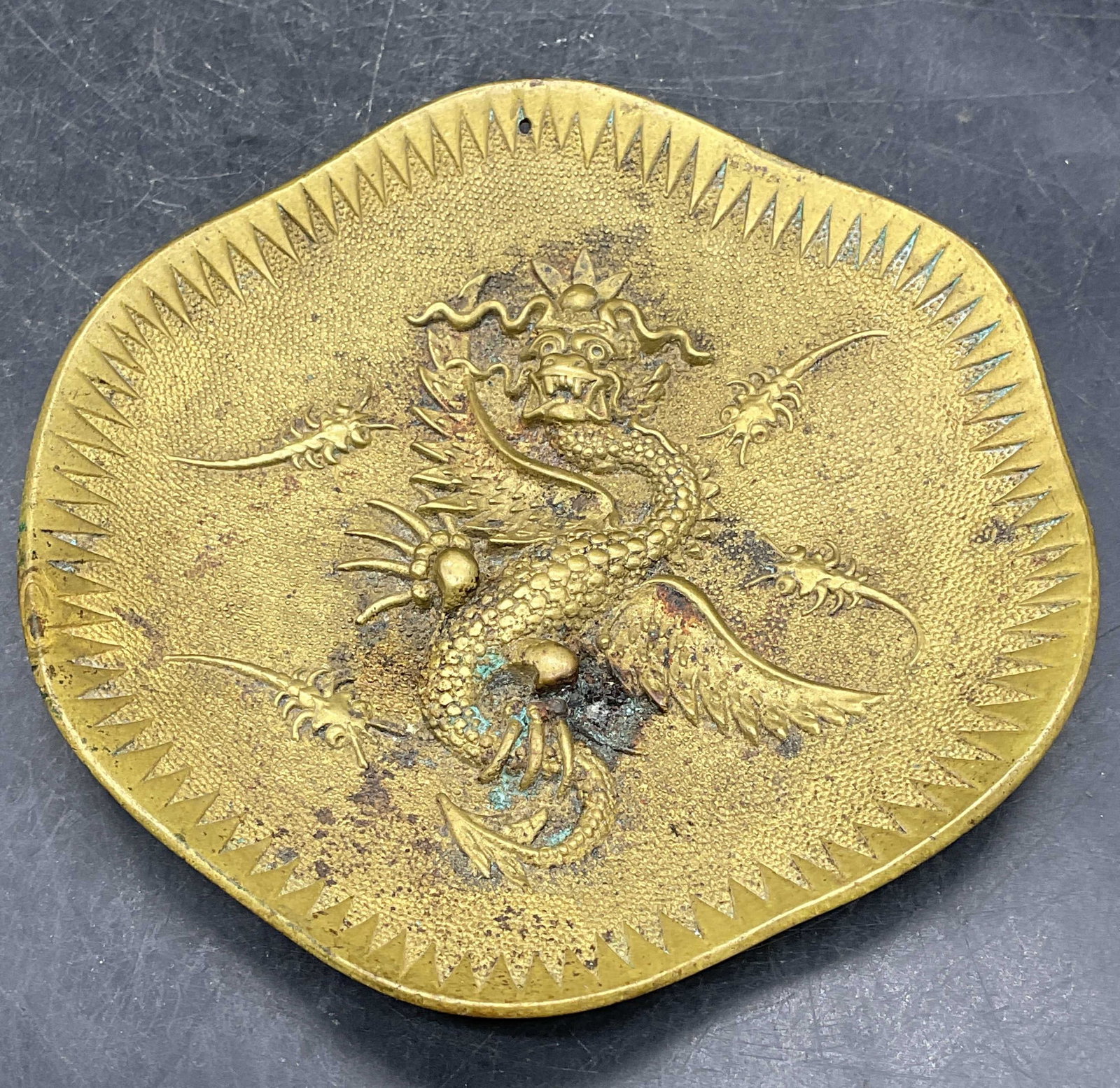 Vintage Chinese Style Brass Dragon Will Plaque (1 of 6)