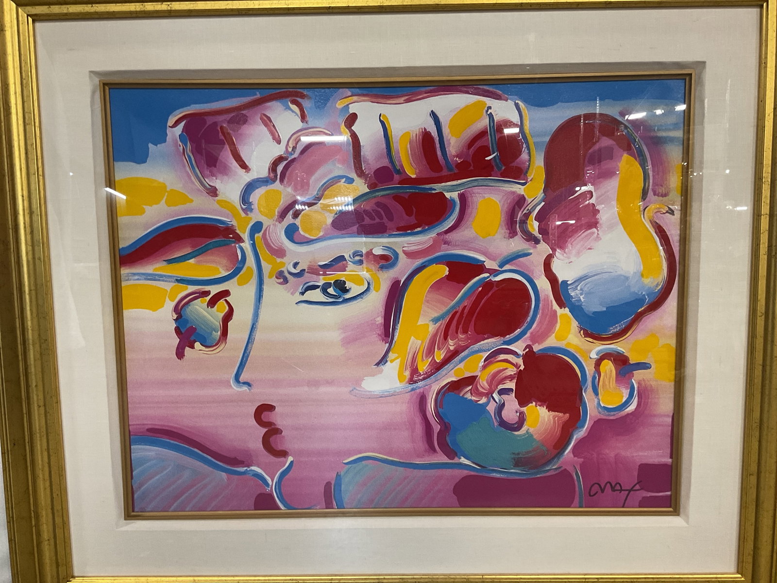 Framed Peter Max Profile Seriolithograph COA - 2